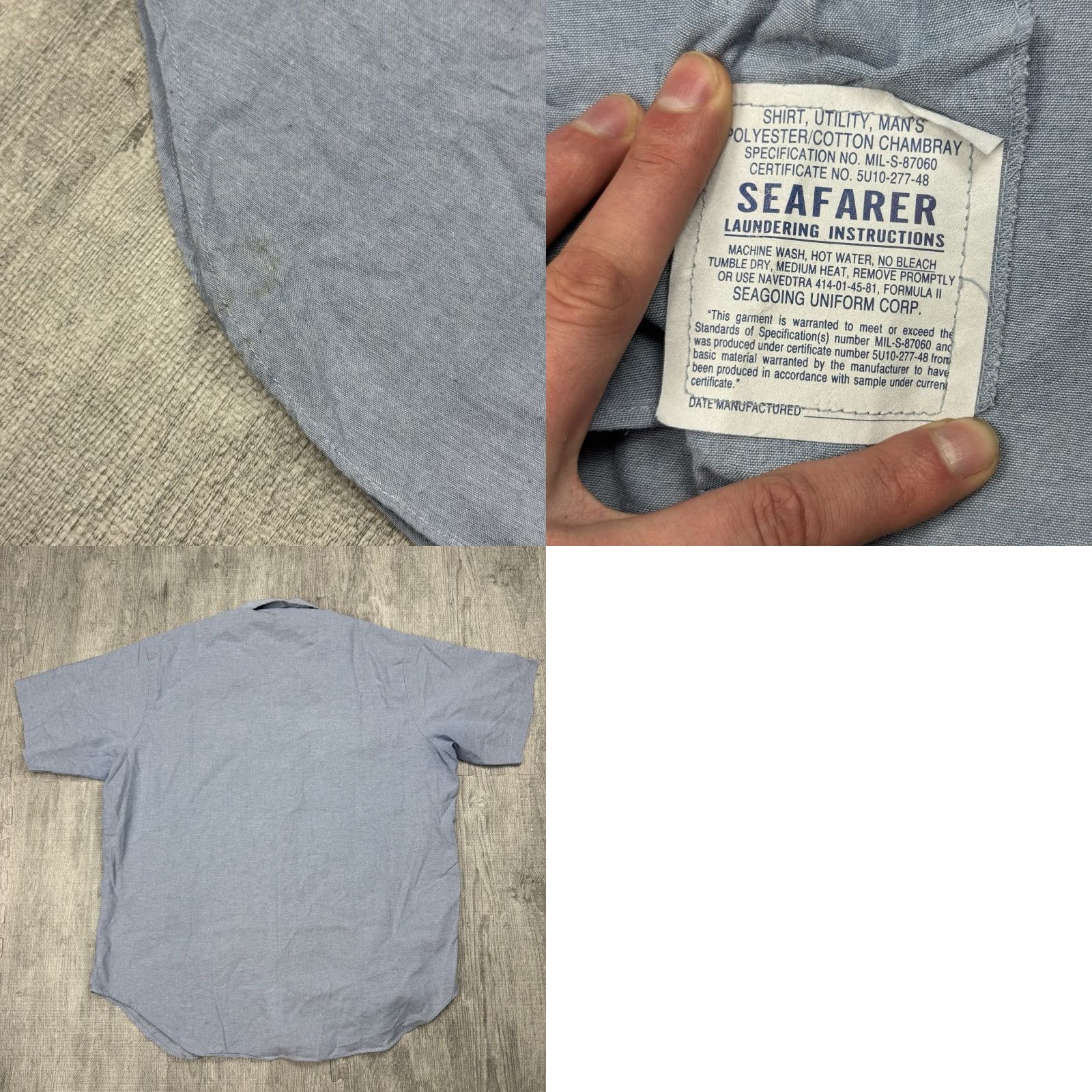 Vintage VINTAGE US Navy Seafarer Shirt Men’s Large Blue Short Sleeve Chambray 70s Military Landgirl Size US L / EU 52-54 / 3 - 8 Thumbnail