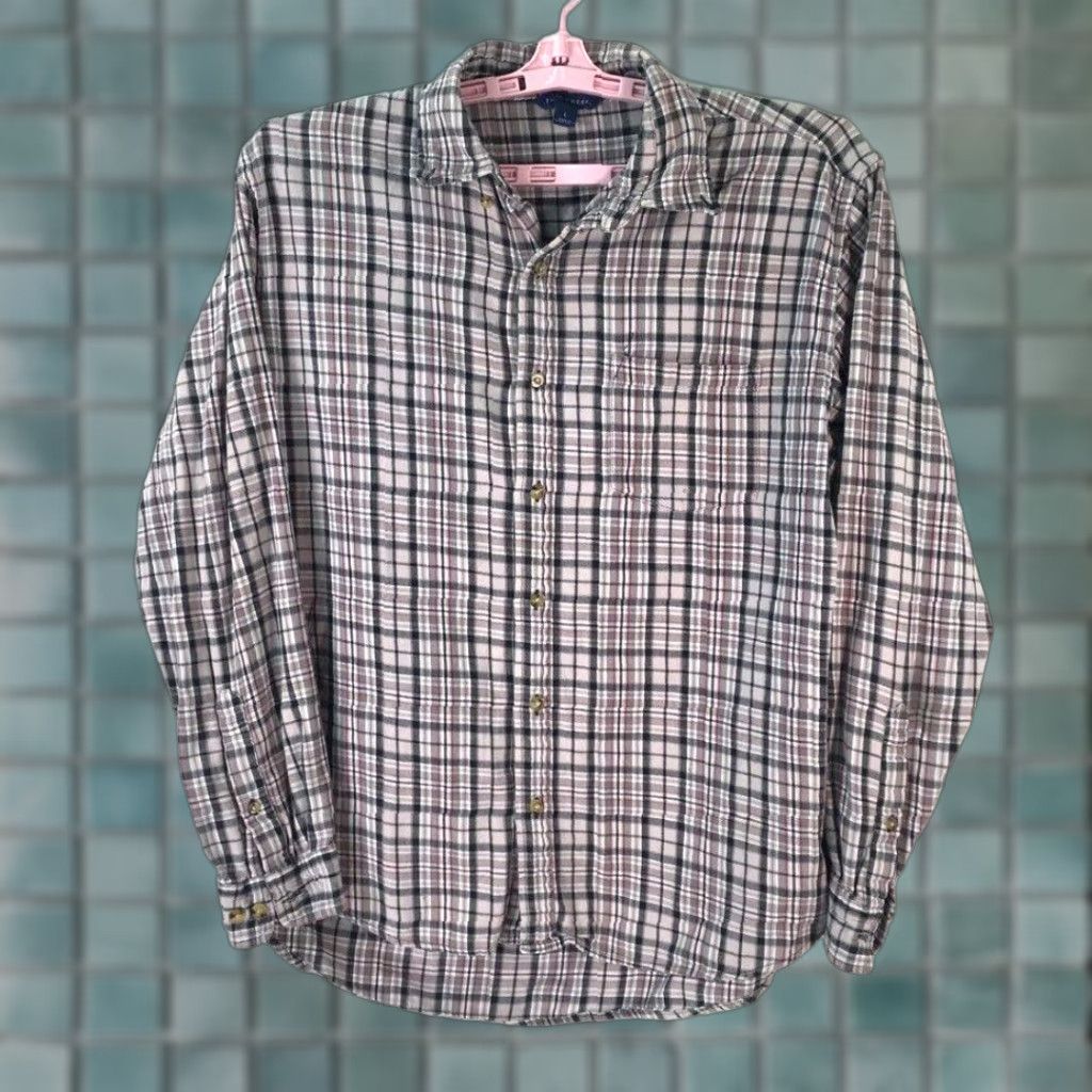 Vintage Falls Creek Shirt Mens L Plaid Oxford Button-Down Long Sleeve Black Gray Size US L / EU 52-54 / 3 - 1 Thumbnail