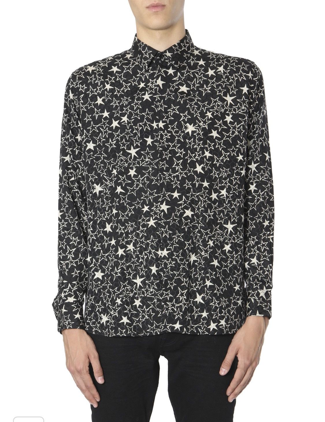 Saint Laurent Paris star print silk shirt collar size 42 Size US L / EU 52-54 / 3 - 2 Thumbnail