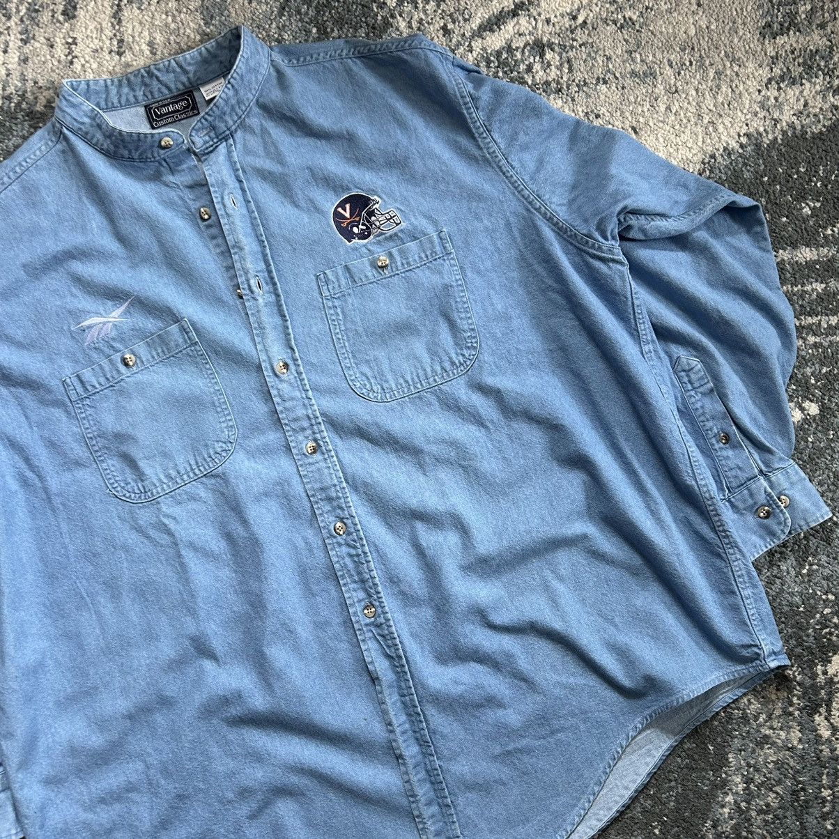 Reebok 90s UNiVERSiTY of ViRGiNiA CAVALiERS FOOTBALL DENiM MANDARiN Size US XXL / EU 58 / 5 - 14 Thumbnail