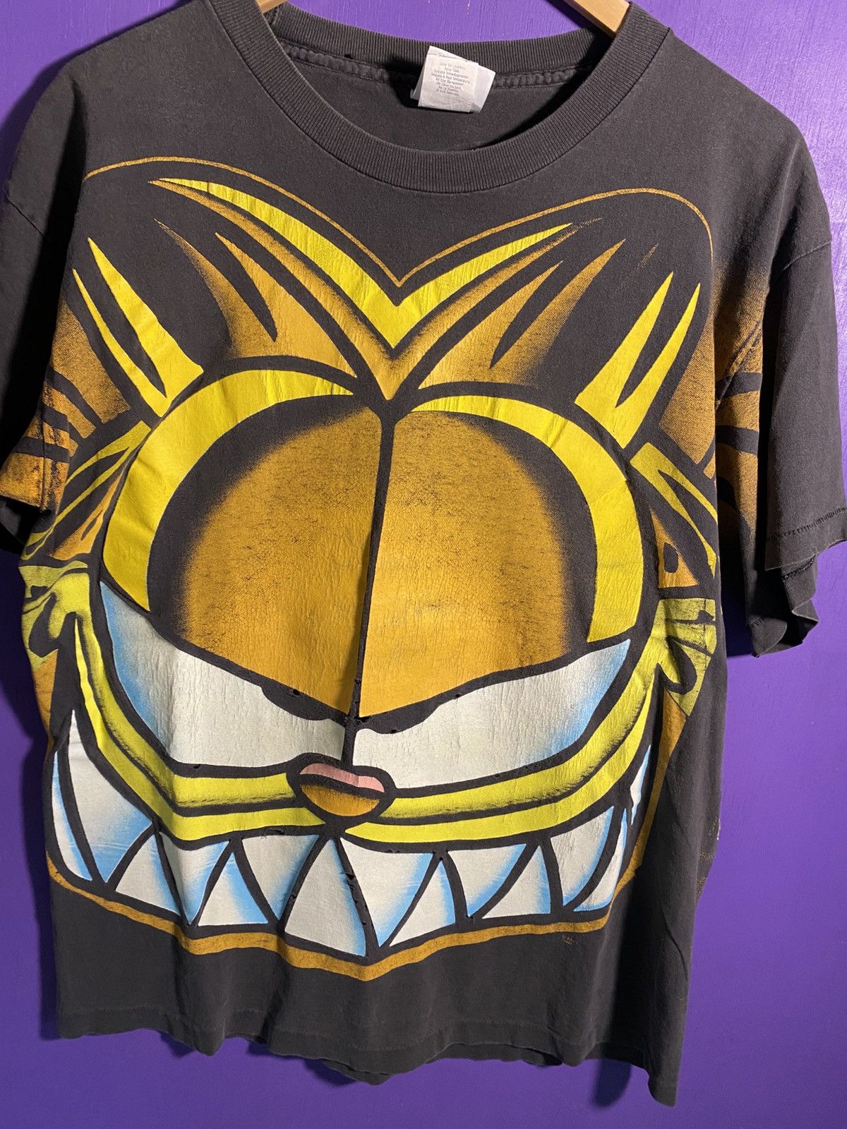 Other Vintage 90s Garfield big face faded t-shirt Size US L / EU 52-54 / 3 - 3 Thumbnail