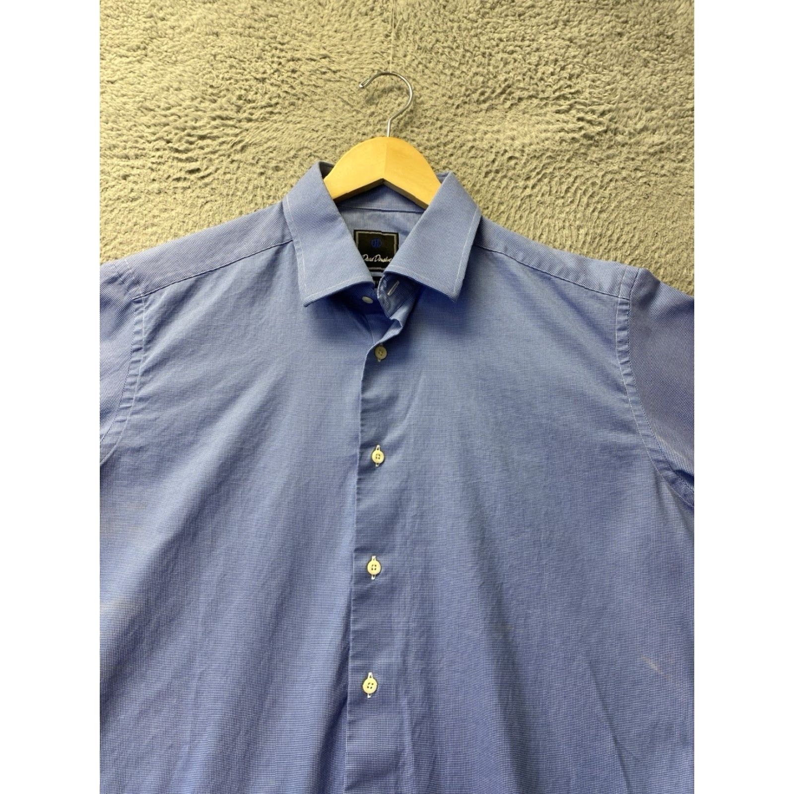 David Donahue DAVID DONAHUE Mens Button Shirt 17 34/35 Blue Cotton Dress Shirt Casual Business Party 17 Neck Spread Collar Barrel Cuff Size US XL / EU 56 / 4 - 3 Thumbnail