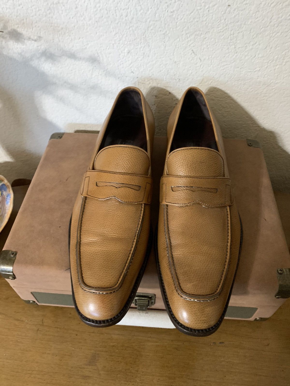 Salvatore Ferragamo Mardok Noce 5484 Pebble Grain calf dress loafers Size US 10 / EU 43 - 1 Thumbnail