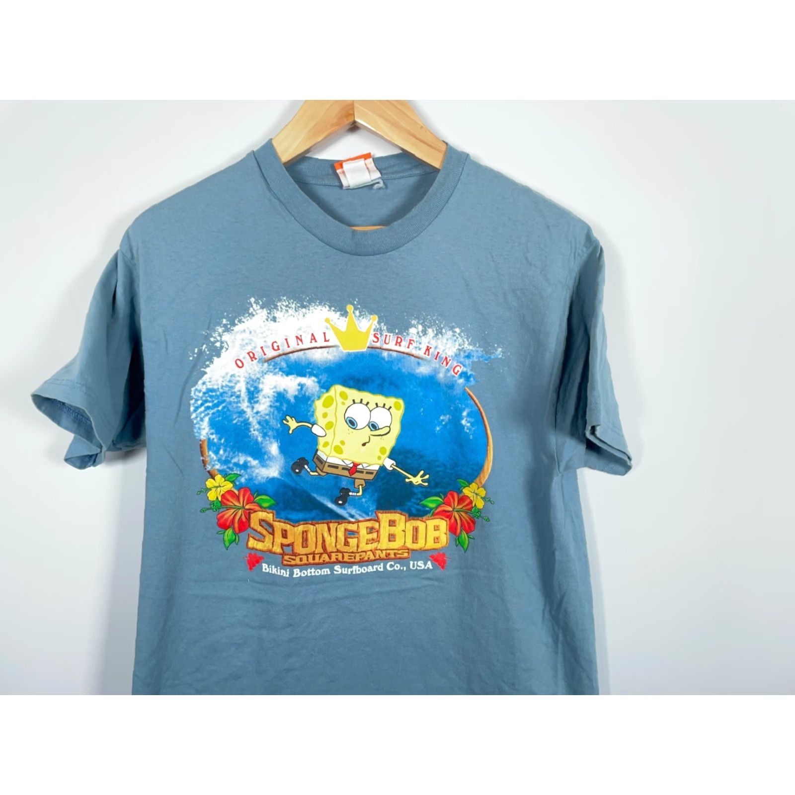 Nickelodeon VINTAGE Nickelodeon SpongeBob SquarePants T-Shirt Men’s Large Blue 2002 Surf King Graphic Print Reg Fit Size US L / EU 52-54 / 3 - 5 Thumbnail