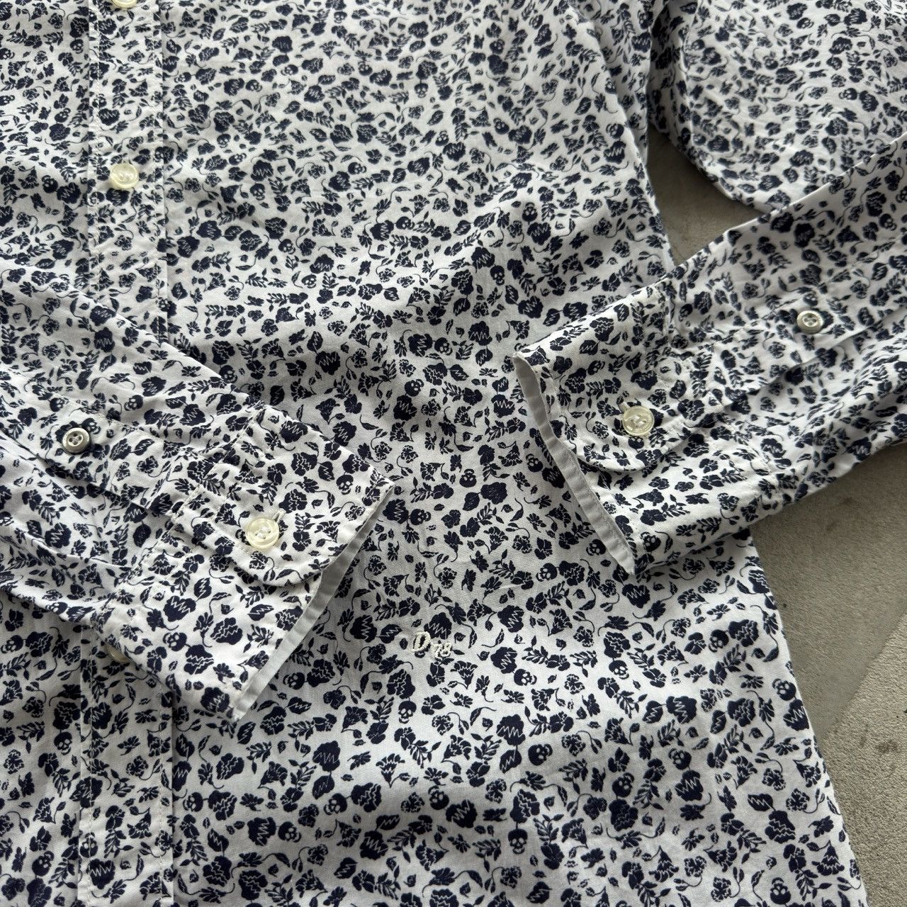 Diesel Diesel Slim Fit Shirt Skull Floral Pattern White Blue Size US M / EU 48-50 / 2 - 4 Thumbnail