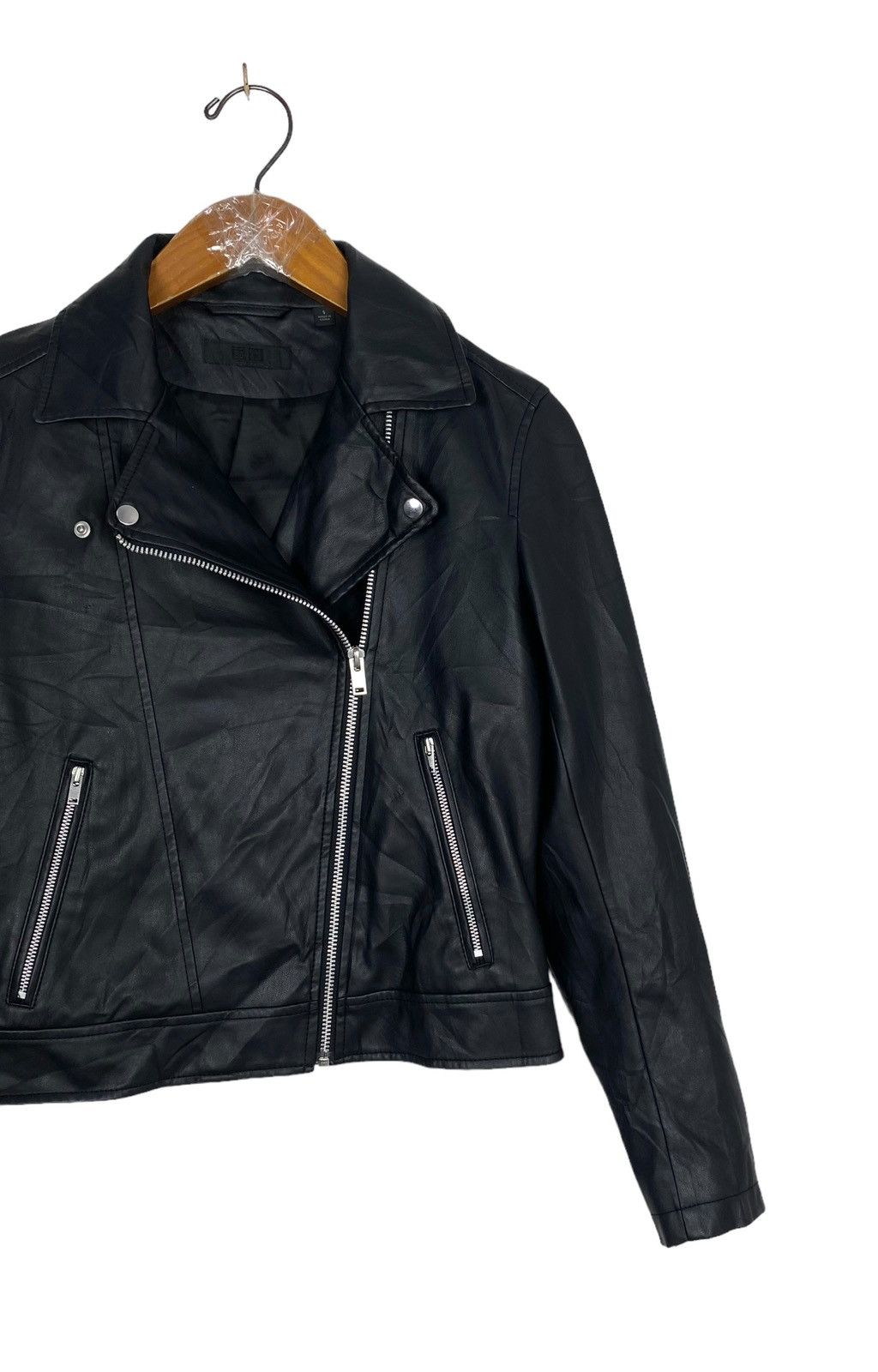 Uniqlo Rare‼️ Uniqlo Pu Leather Biker Jacket Size S / US 4 / IT 40 - 3 Thumbnail