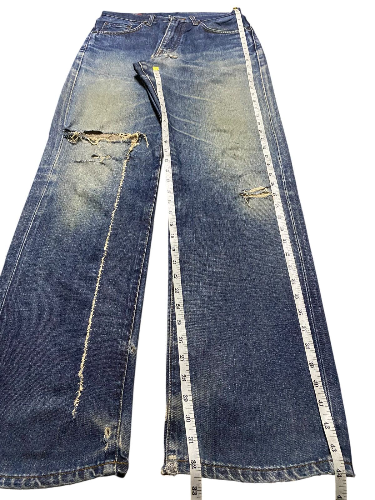 Edwin Vintage Japanese Edwin 503 Distressed Mud Wash Loose Jeans Size US 30 / EU 46 - 19 Thumbnail