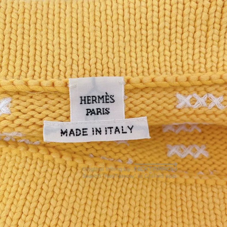 Hermes Hermes Yellow and white color block knit top Size XS / US 0-2 / IT 36-38 - 6 Thumbnail