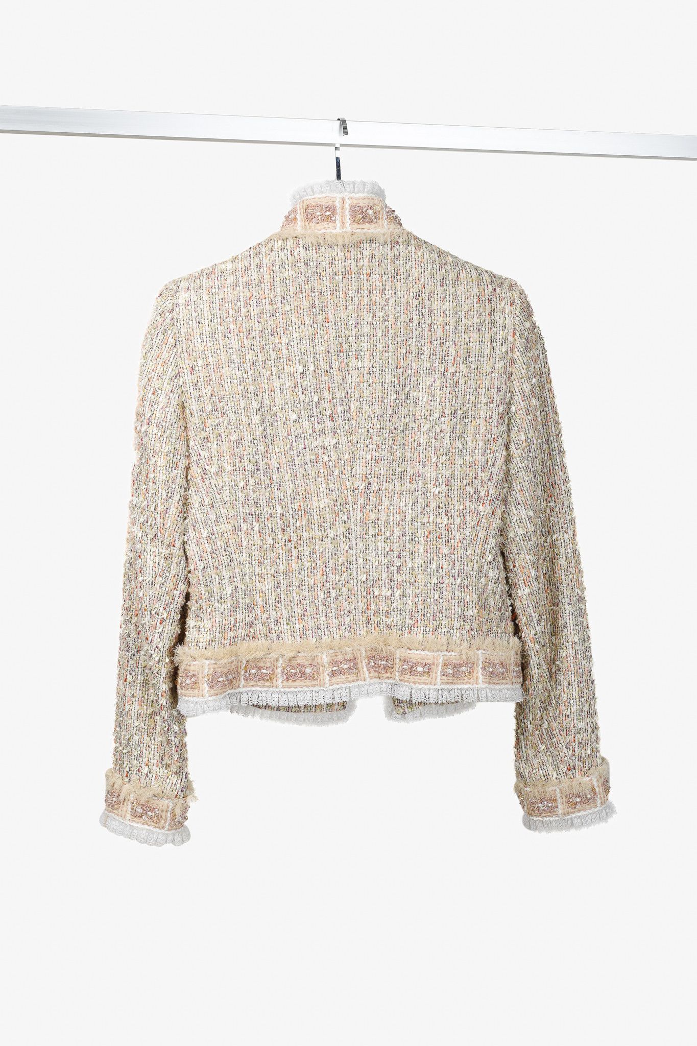 Escada Escada Yellow & Pink Tweed Embellished Lace-Trim Jacket Size M / US 6-8 / IT 42-44 - 2 Thumbnail