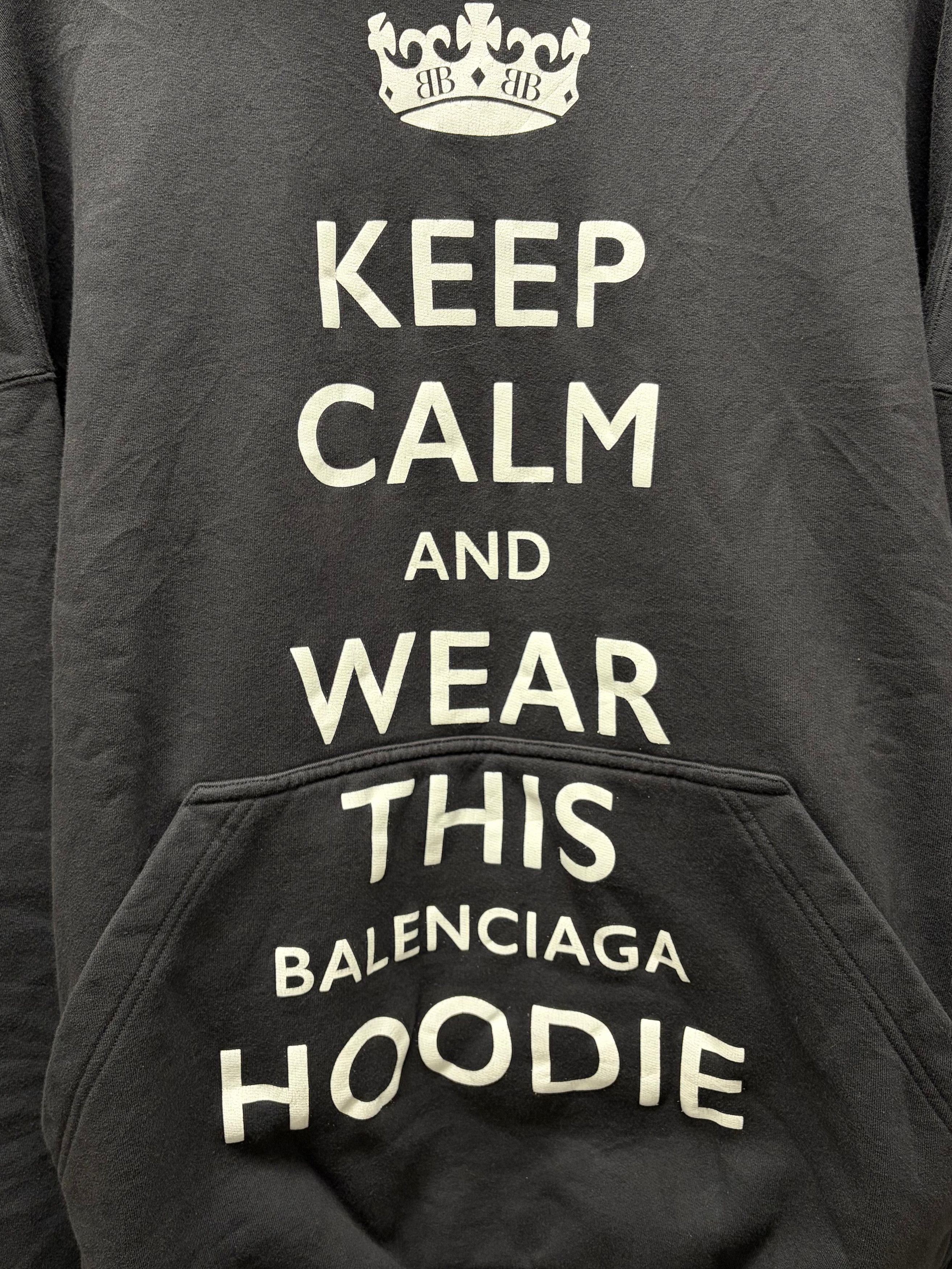 Balenciaga SS2025 Balenciaga ‘Keep Calm’ Parody Oversized Black Slogan Hoodie Size US S / EU 44-46 / 1 - 2 Thumbnail