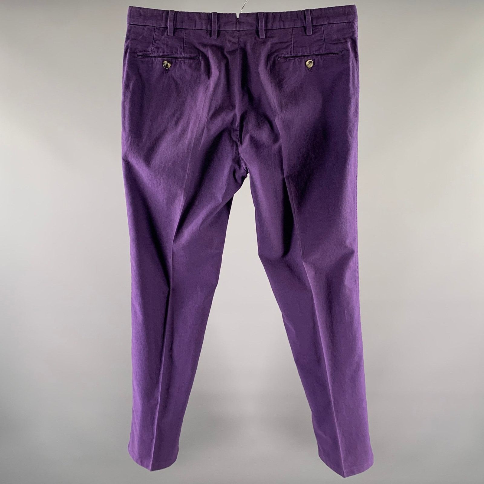 Incotex INCOTEX Size 36 Purple Cotton Flat Front Casual Pants Size US 36 / EU 52 - 3 Thumbnail