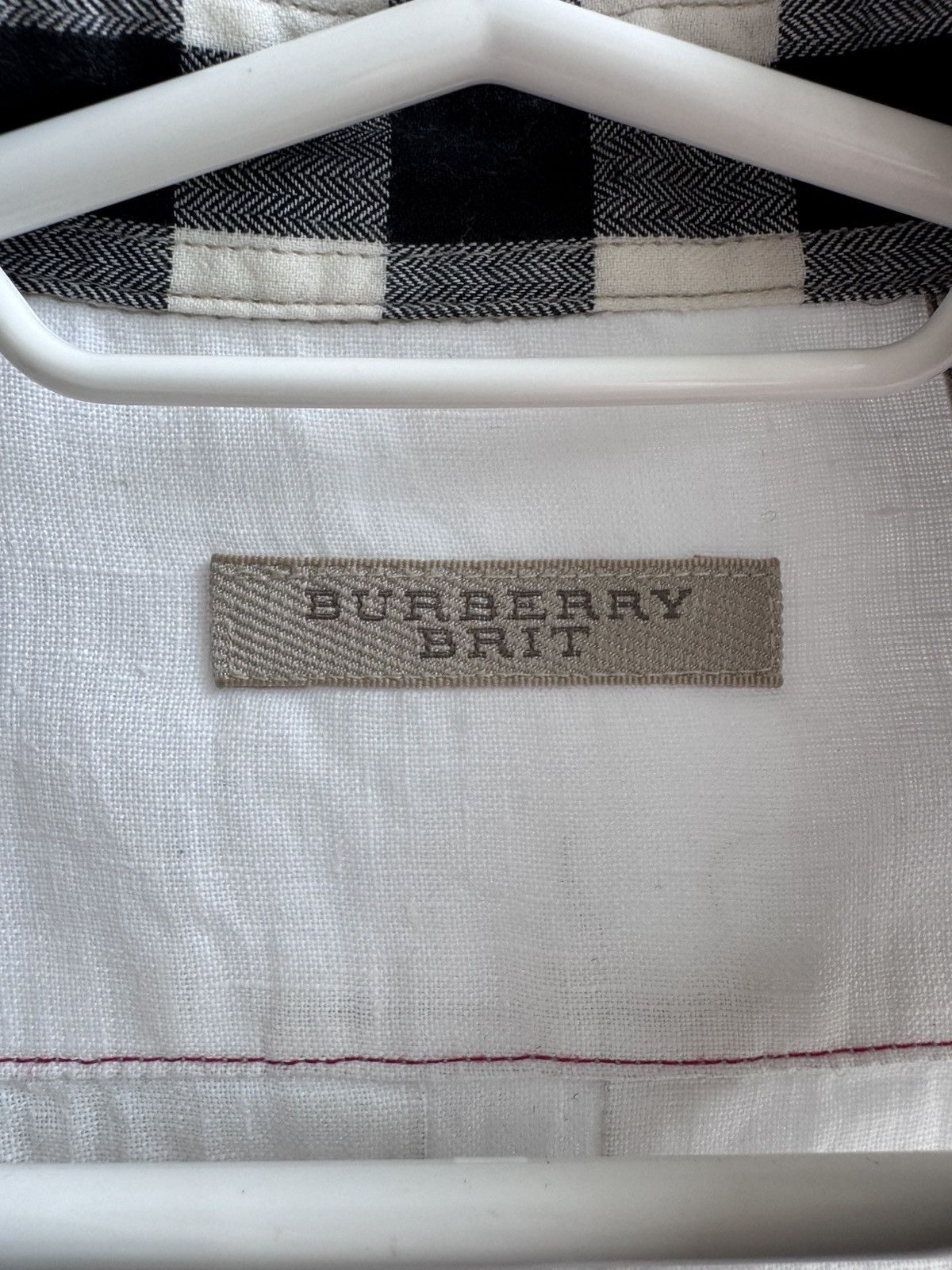 Burberry Burberry Brit White Linen Long Sleeve Pocket Shirt Luxury Size US M / EU 48-50 / 2 - 7 Thumbnail