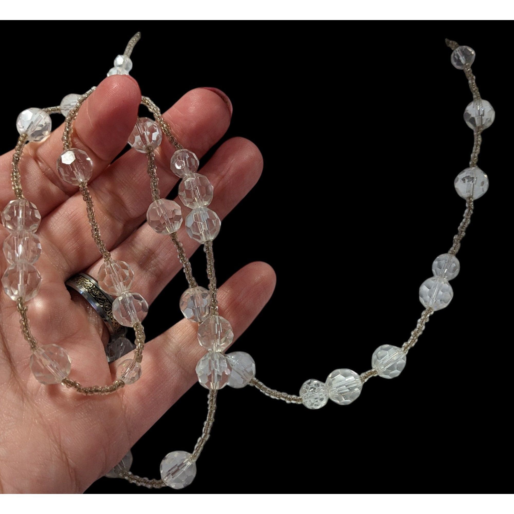 Other Elegant Clear Glass Beaded Station Necklace Size ONE SIZE - 6 Thumbnail
