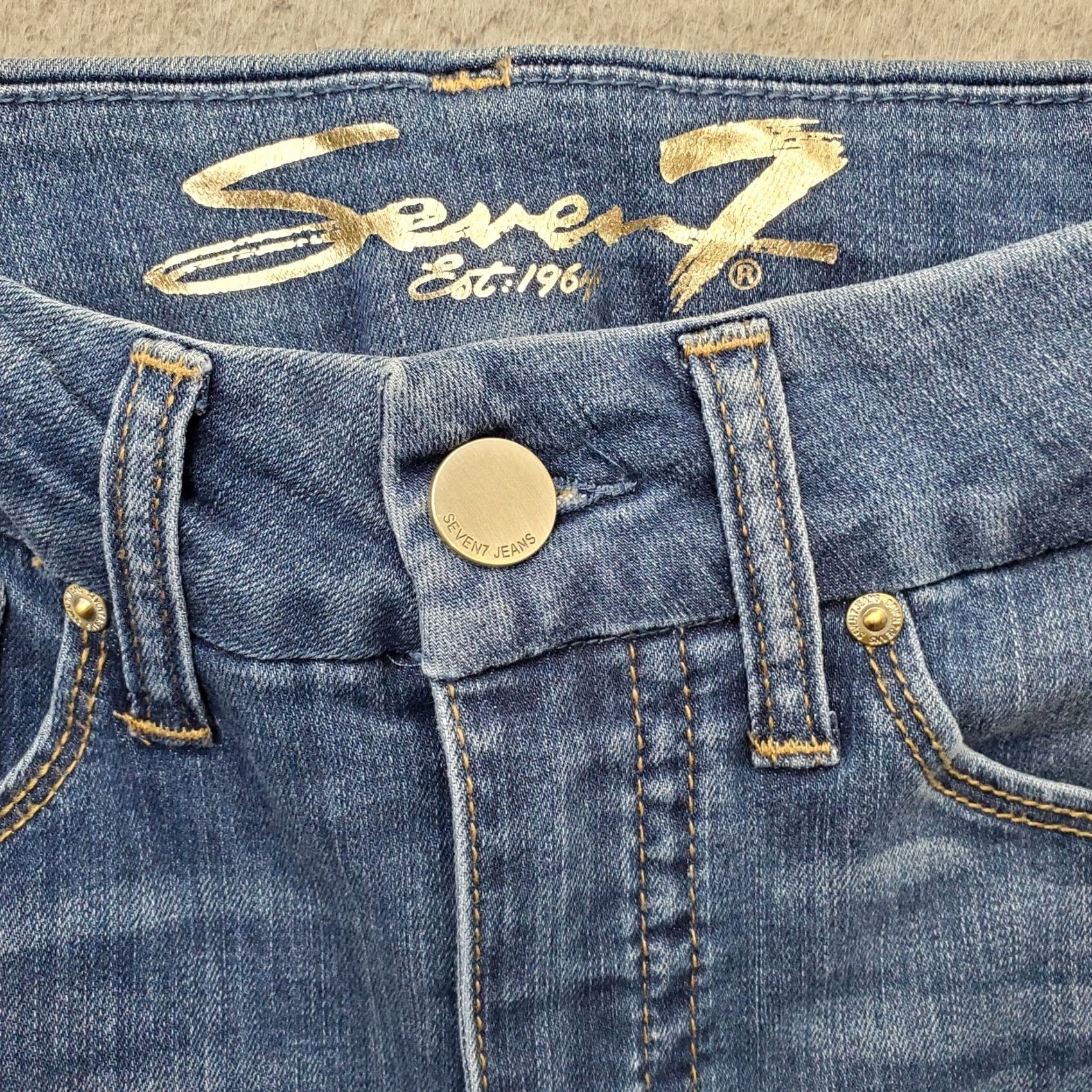 Vintage Seven7 Jeans Womens Size 6 Blue Denim 5 Pocket Skinny Regular Rise 30.25" Inseam 30.25" Medium Wash Casual Size 28" / US 6 / IT 42 - 4 Thumbnail