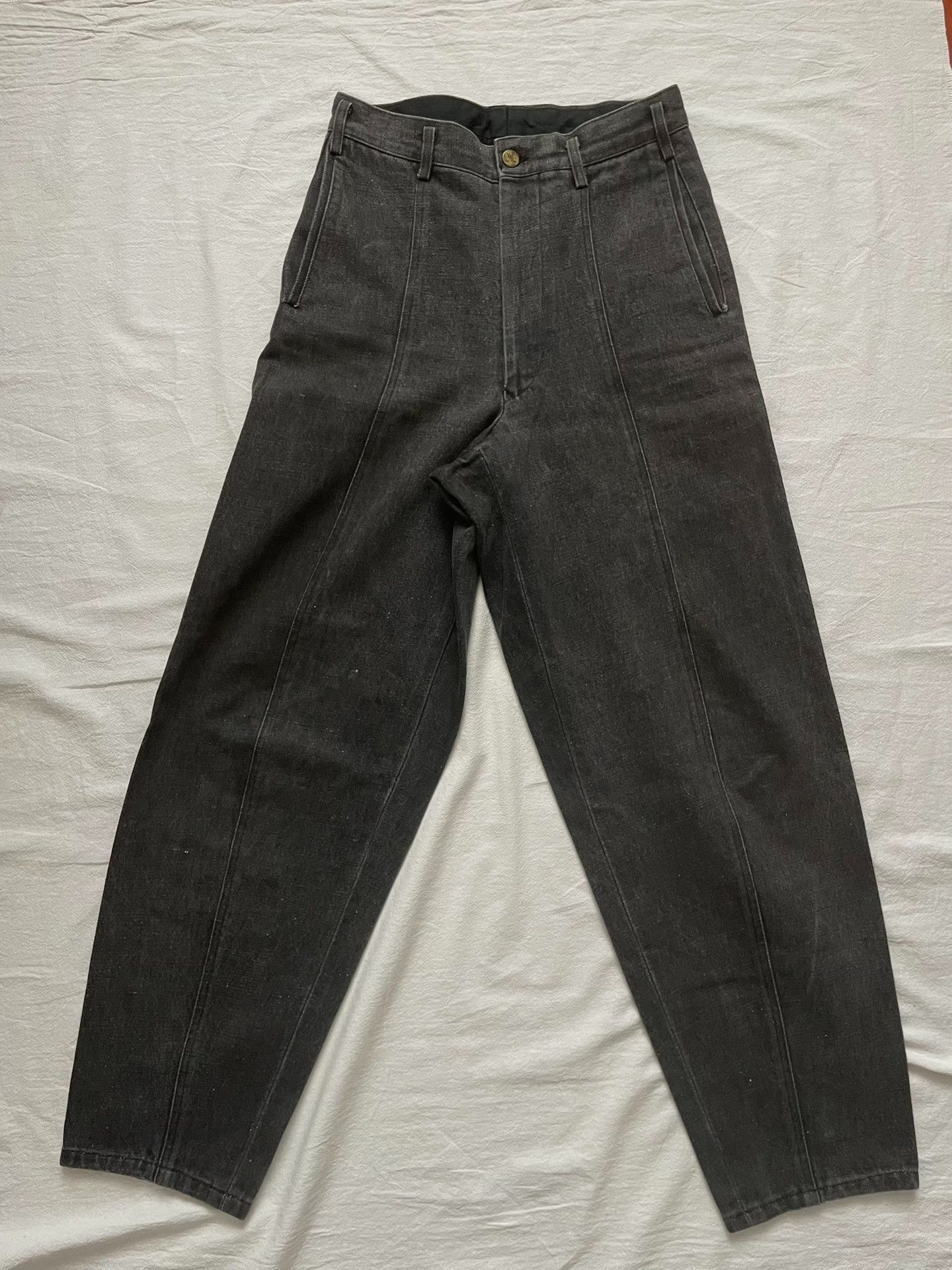 Yohji Yamamoto Y's Yamamoto Black Gray Curved Jeans Size 25" / US 0 / IT 36 - 1 Thumbnail
