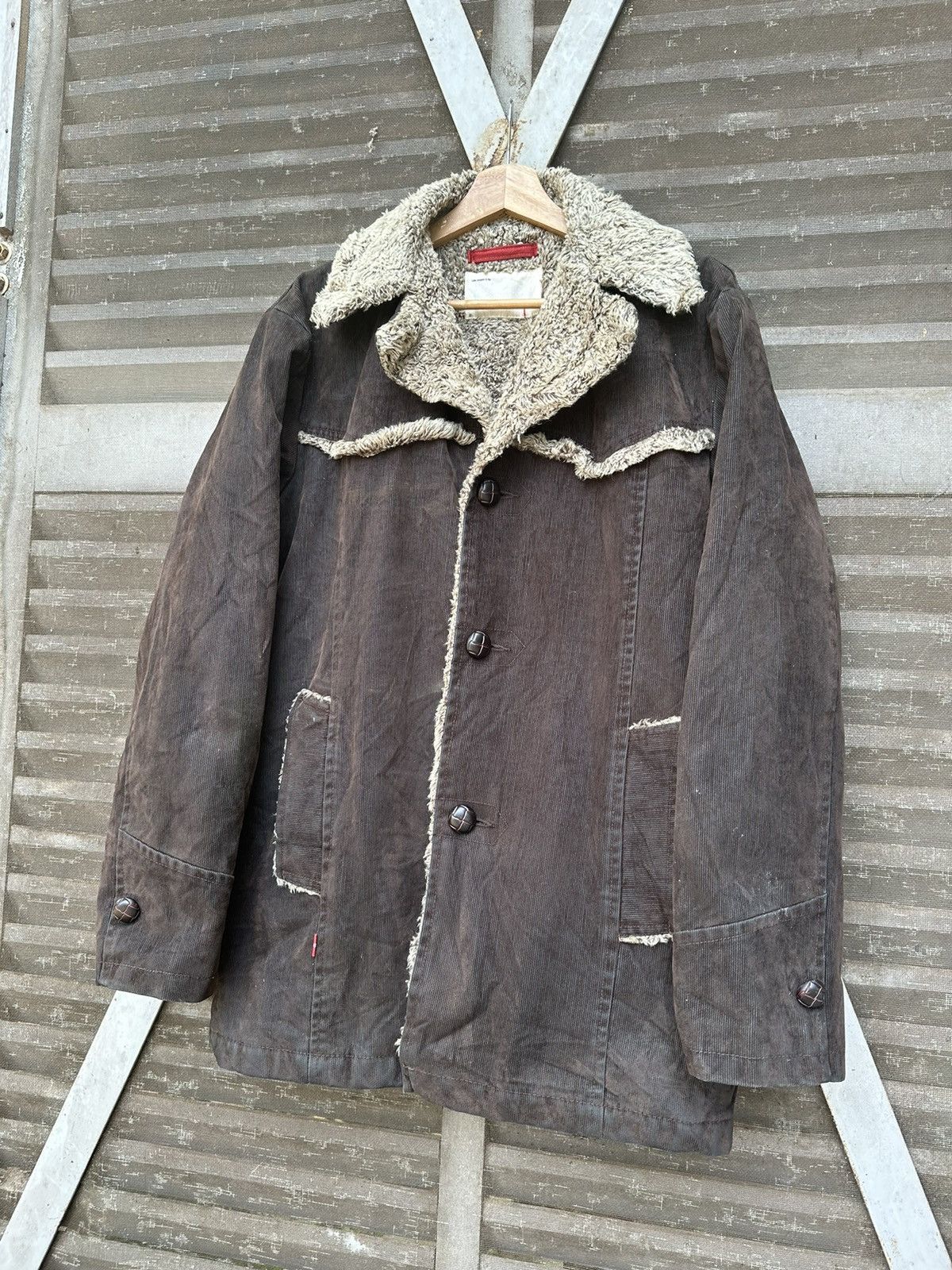Levi's 👹Vintage Levis Brown Corduroy Fleece Lined Jacket Size US XL / EU 56 / 4 - 4 Thumbnail