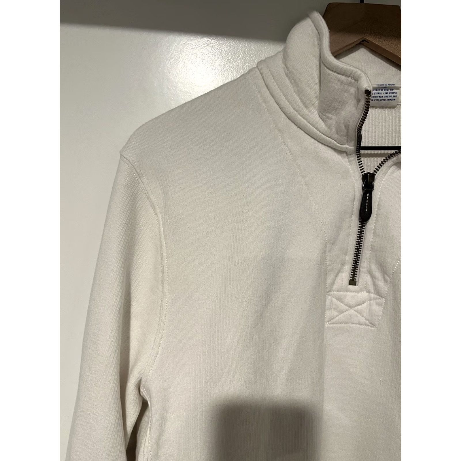 J.Crew VINTAGE J.Crew Half-zip Ribbed Terry Pullover Classic Ivory Pine Stripe M Mens Sweater Size US M / EU 48-50 / 2 - 3 Thumbnail