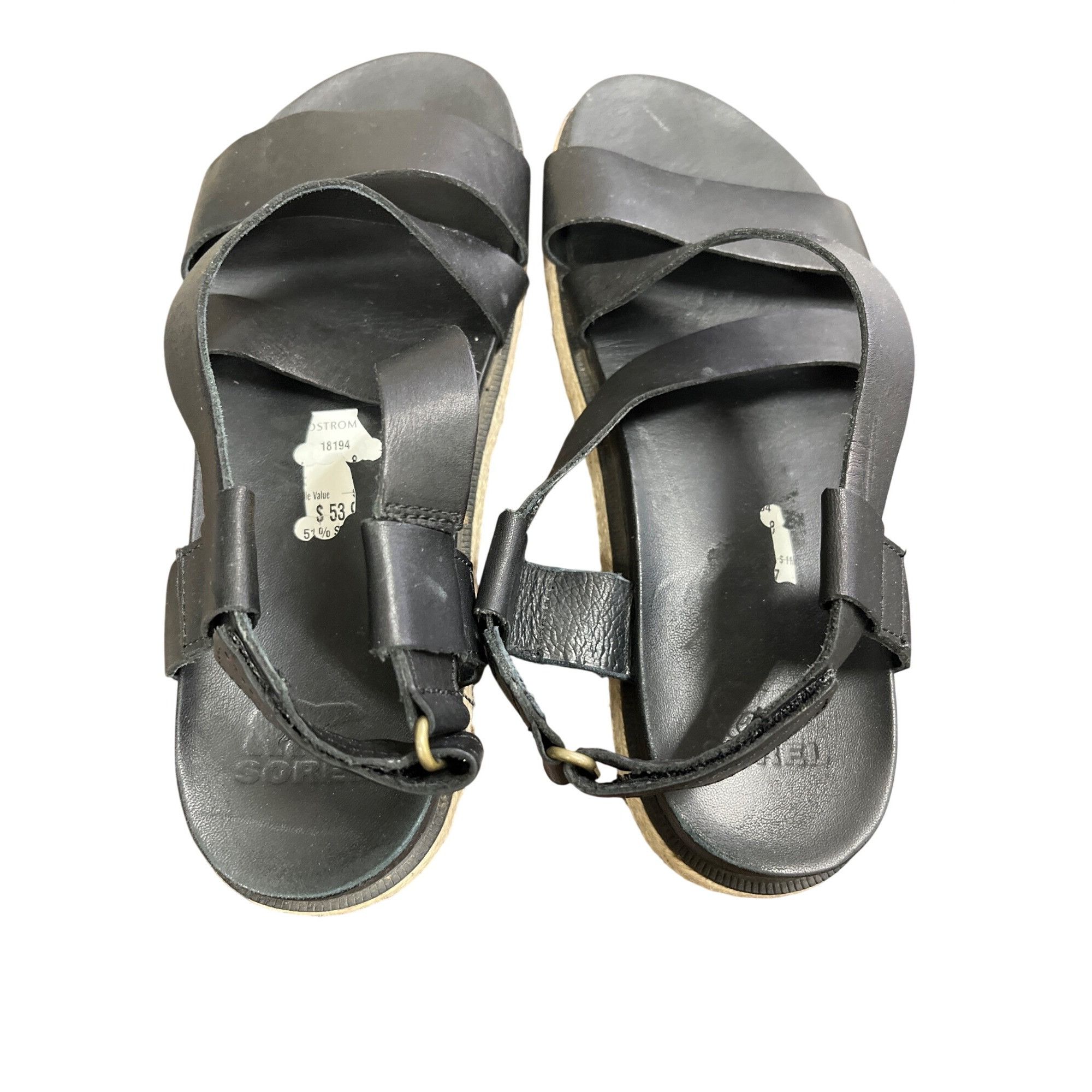 SOREL Sorel wms black leather open toe casual sandals shoes sz8 SK Size US 8 / IT 38 - 10 Thumbnail