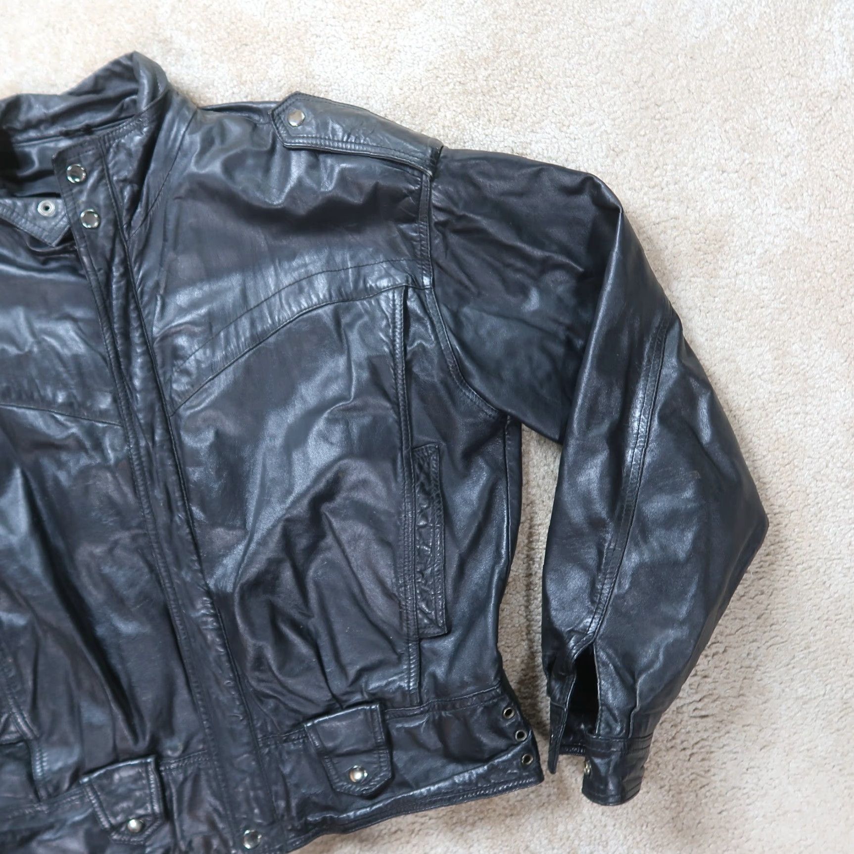 Vintage VINTAGE Chia Leather Jacket Men's L Overcoat Coat Full Zip Insulated Nylon Lining Casual Motorcycle 90s Mens Brown Size US L / EU 52-54 / 3 - 3 Thumbnail