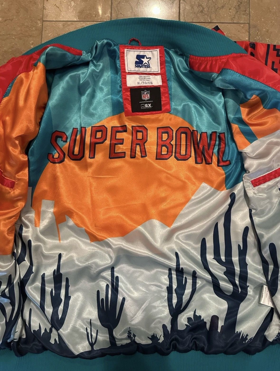 Starter Starter Super Bowl LVII Satin Bomber Jacket XL Size US XL / EU 56 / 4 - 6 Thumbnail