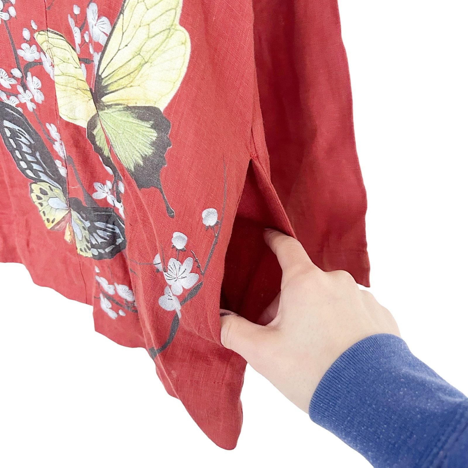 Other Citron Santa Monica Orange Butterfly Linen Button Front Top Size M / US 6-8 / IT 42-44 - 4 Thumbnail