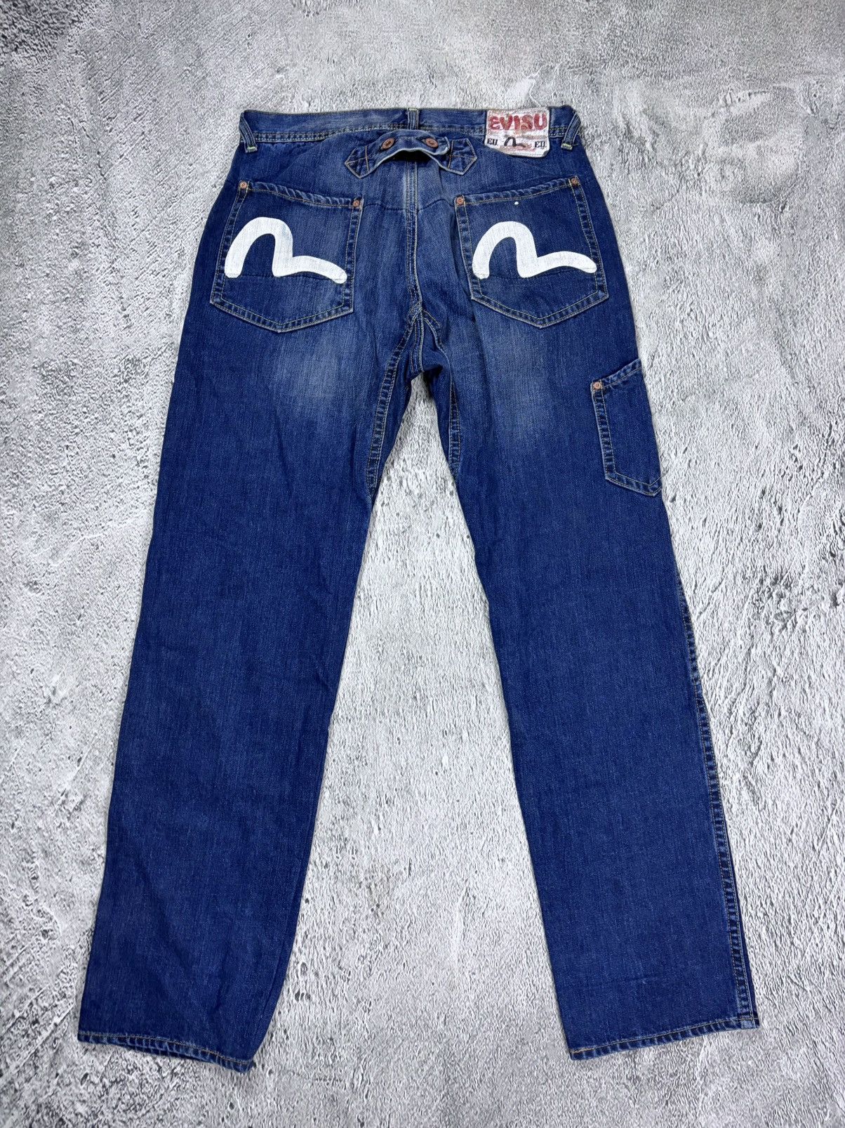 Evisu Evisu EU ED jeans vintage denim pants cargo navy blue Y2K Size US 31 - 1 Thumbnail