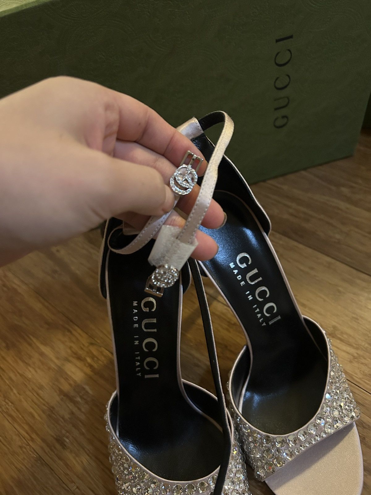 Gucci Gucci GG Crystal Satin Slide Raso Seta Malaga Kid Sandal Size US 9 / IT 39 - 7 Thumbnail