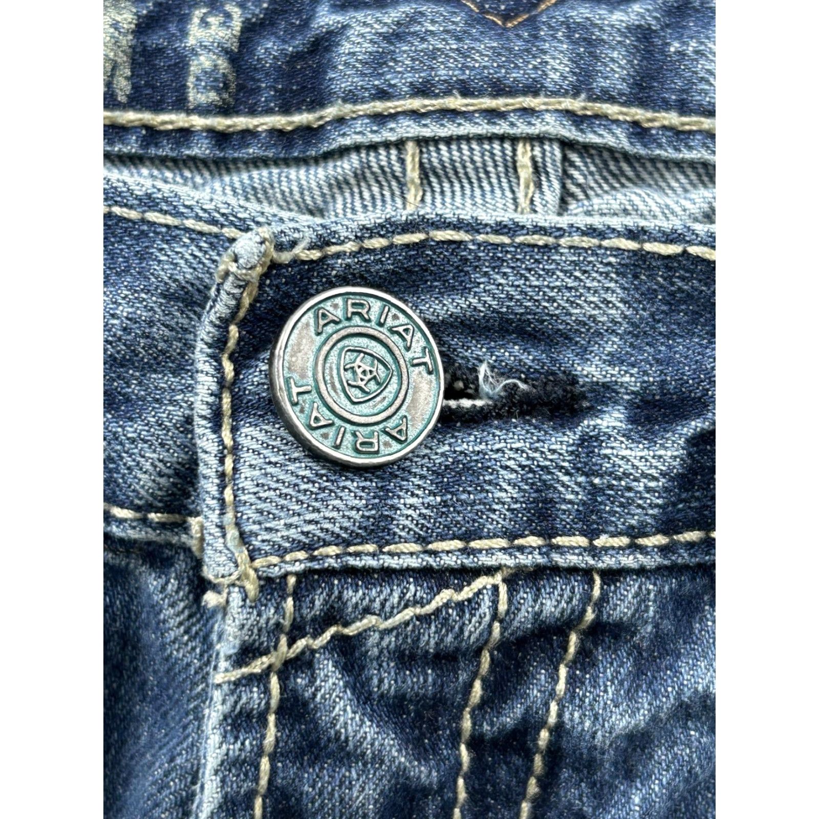 Ariat Ariat Jeans Mens 34X31 Blue Denim Bootcut Western Cowboy Workwear Pants Size US 34 / EU 50 - 6 Thumbnail
