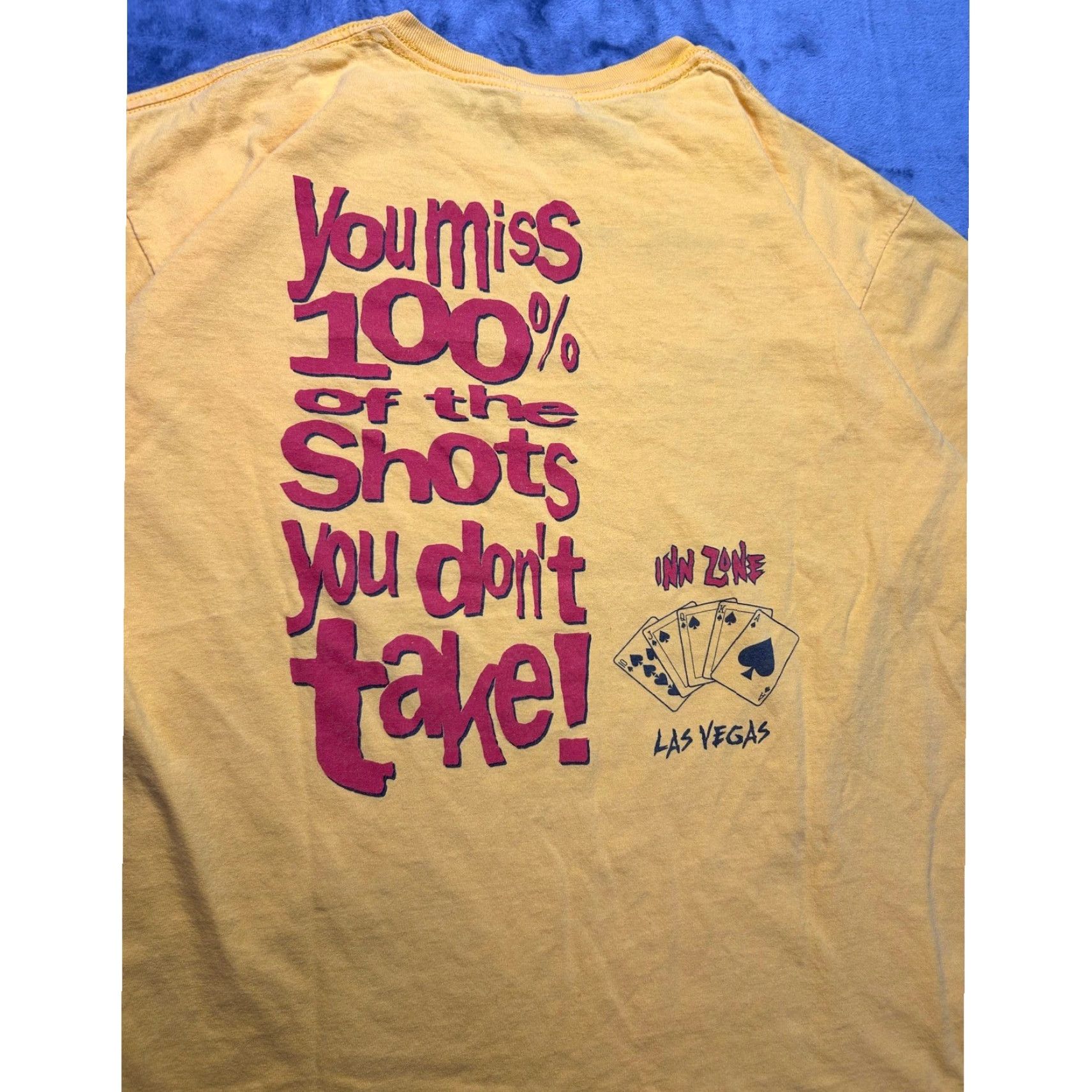 Gildan VINTAGE Las Vegas You Miss 100% Of The Shots You Don't Take T Shirt Large Casino Tee Men L Yellow Graphic Print 90s Dad Money Classic Size US L / EU 52-54 / 3 - 2 Thumbnail