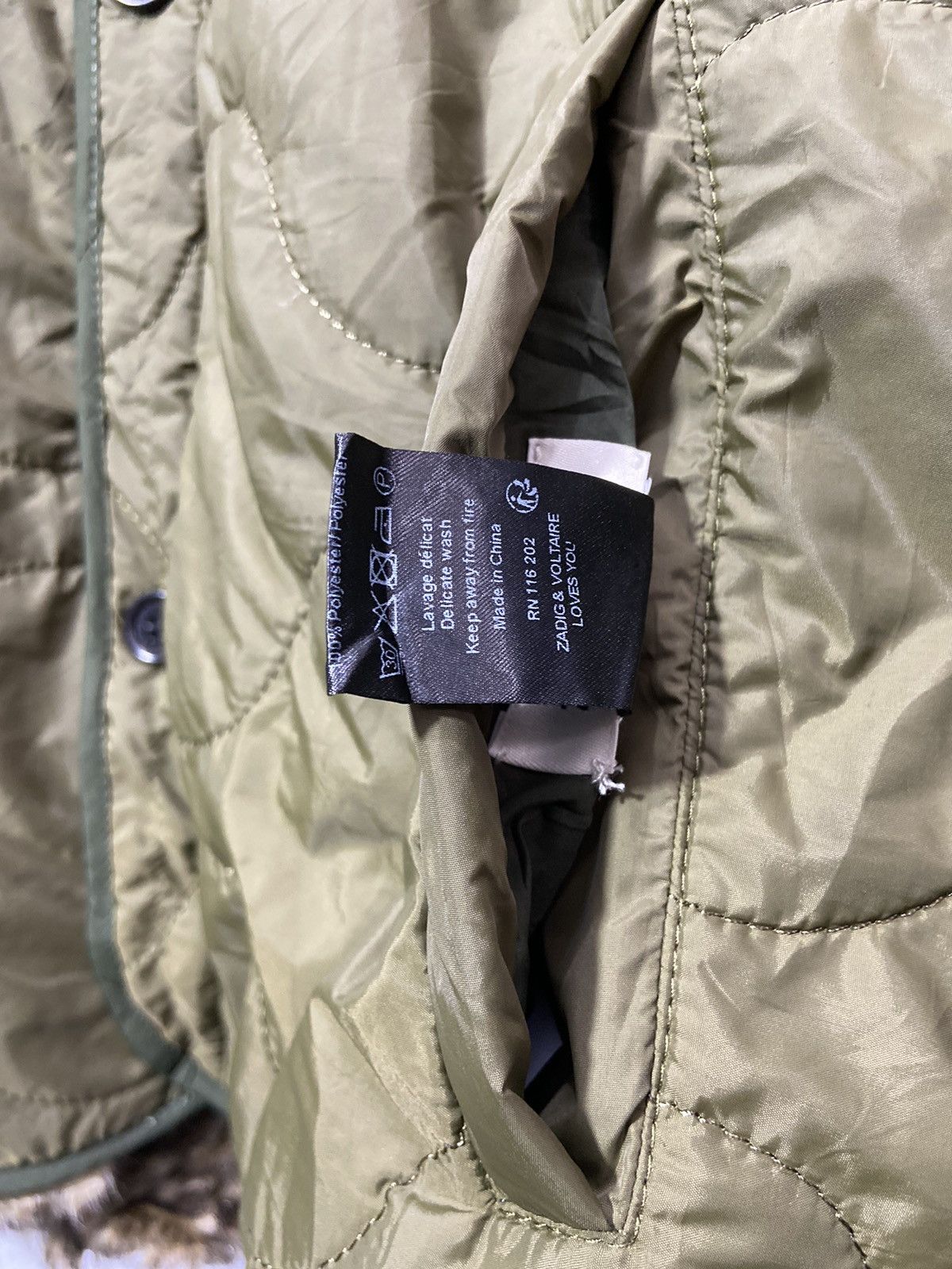 Zadig & Voltaire Zadig & Voltaire Green Fur Down Jacket Nylon Size US M / EU 48-50 / 2 - 10 Thumbnail