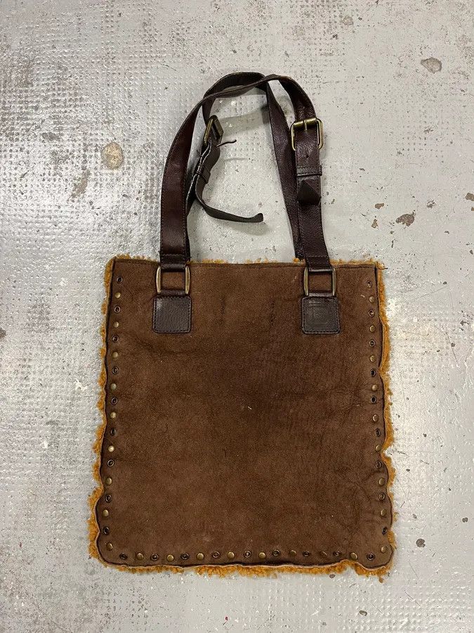 Dolce & Gabbana 2000s Dolce & Gabbana Studded Brown Shearling Leather Handle Bag Size ONE SIZE - 5 Thumbnail