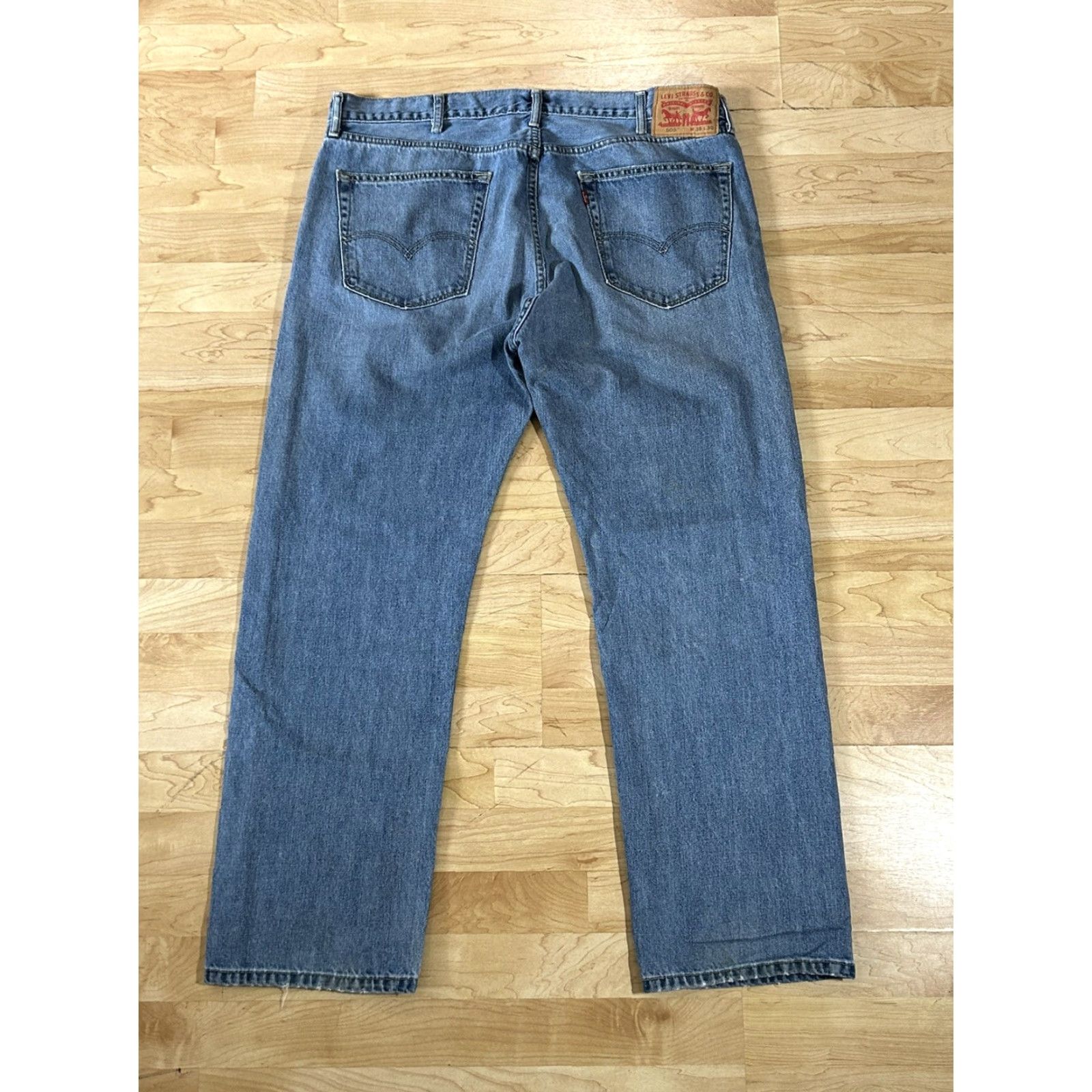 Levi's Levi's 505 Jeans Mens Regular Fit Straight Leg Blue 38 X 30 Denim Cotton Pocket Logo 5-Pocket Vintage No N/A Size US 38 / EU 54 - 2 Thumbnail