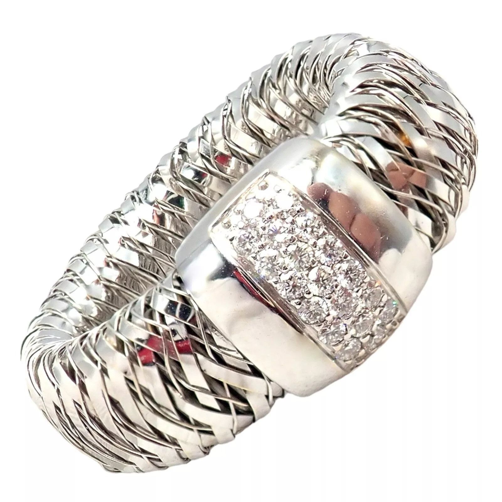 18k White Gold Diamond Flexible 10mm Ring