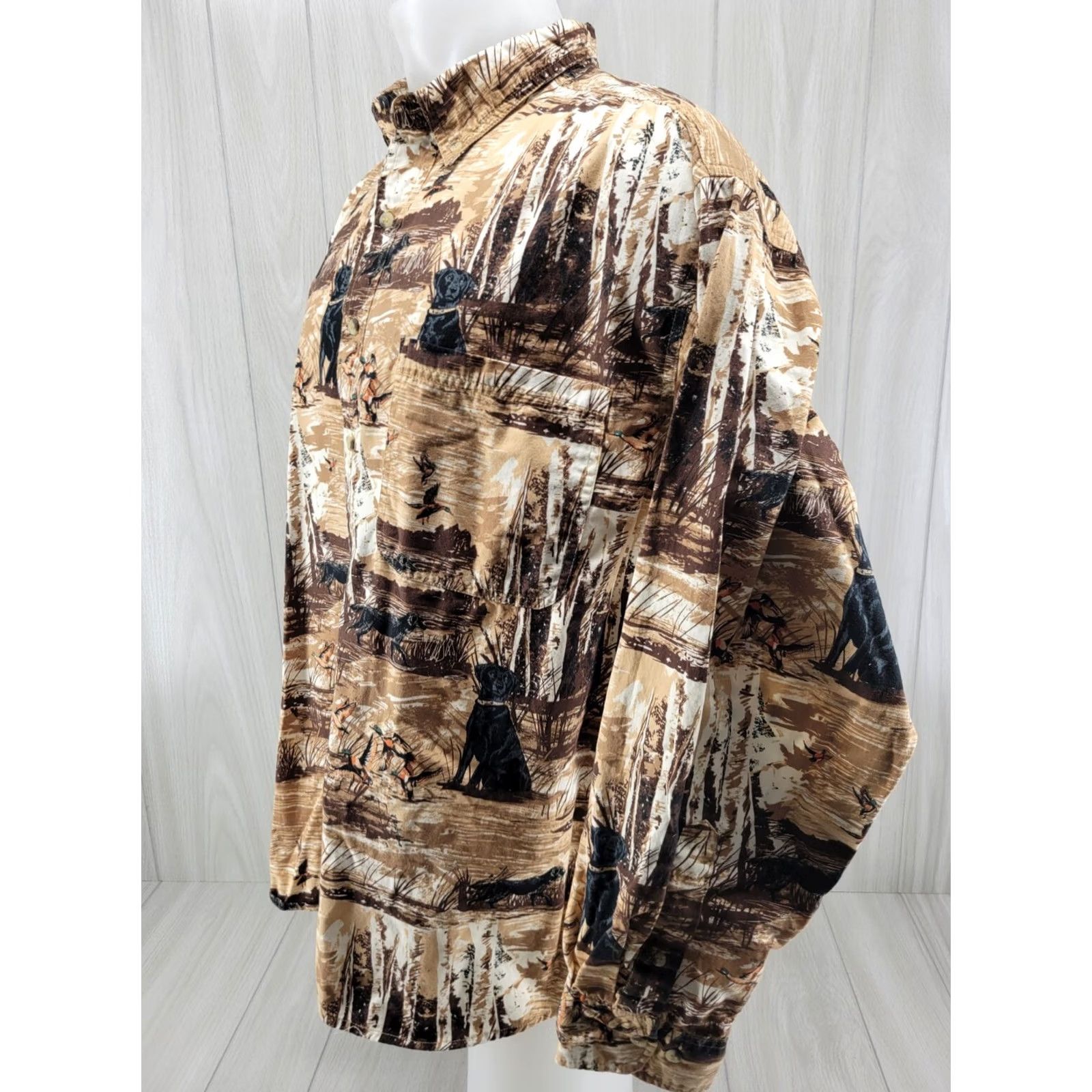 Alife Field Tested by Outdoor Life Men’s Button-Down Shirt Hunting Lab Outdoors 2XL Brown Beige 100% Cotton Button-Up Size US XXL / EU 58 / 5 - 2 Thumbnail