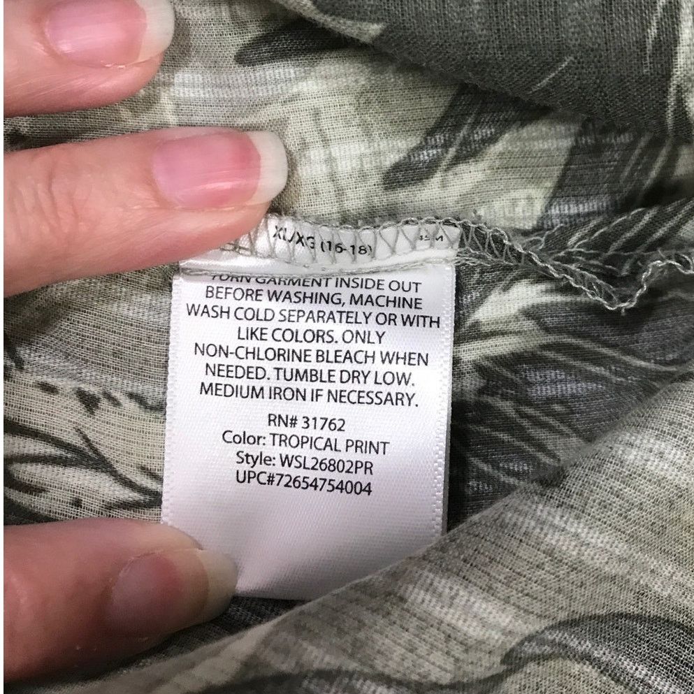 Other White Stag Green Leaf Pleated Collared Short Sleeve Top XL Size XL / US 12-14 / IT 48-50 - 4 Thumbnail