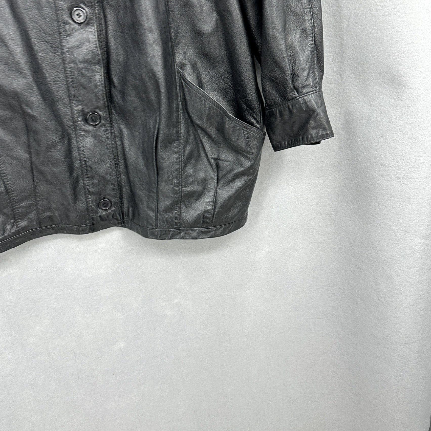 Vintage VINTAGE Pelle Jacket Womens Large Black Leather 90s 90s Patchwork Basic Jacket Shirt Mens Womens Girls Boys Size L / US 10 / IT 46 - 3 Thumbnail