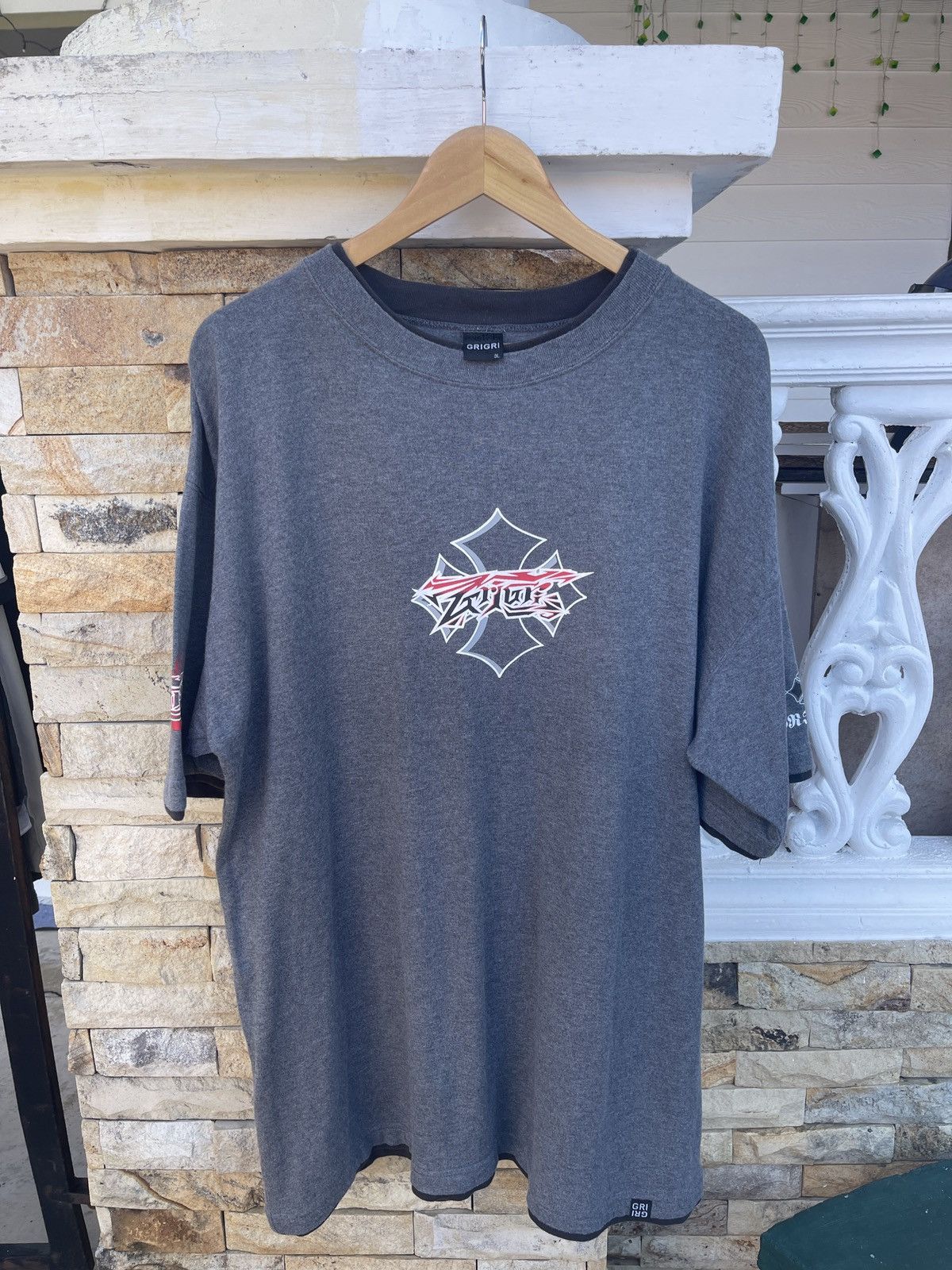 If Six Was Nine × Vintage Last Drop🔥Rare🔥Vintage Gri Gri Fire Big Logo T-Shirt Size US XXL / EU 58 / 5 - 2 Thumbnail