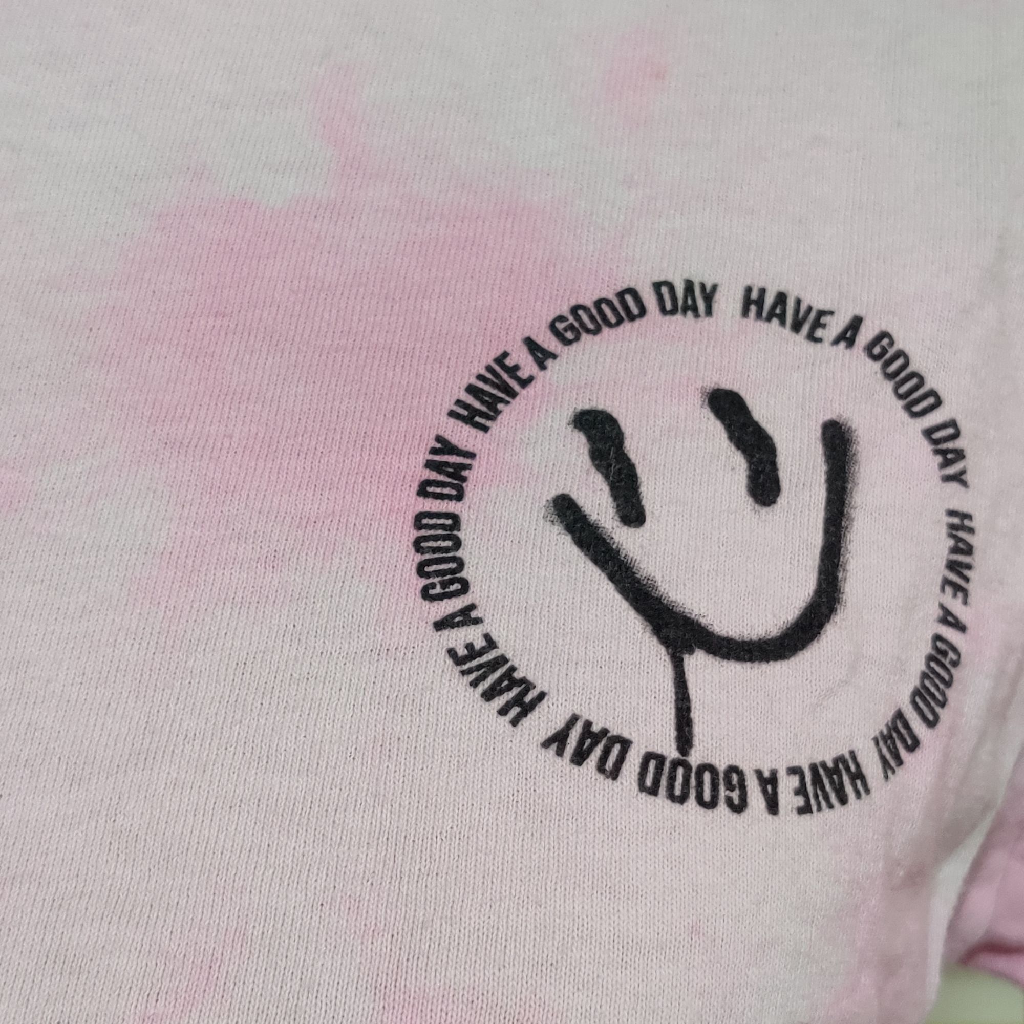 Chemistry Upcycled Womens Crop Top Have A Good Day Smiley Face Tie Dye Size M / US 6-8 / IT 42-44 - 3 Thumbnail