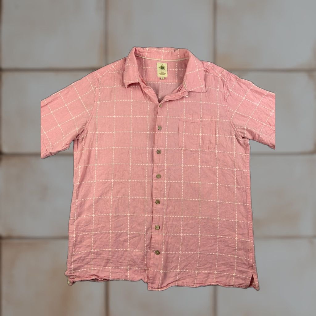 The Territory Ahead VINTAGE 80s Territory Ahead Shirt Men LT Pink Check Stitch Loop Collar Button-Up Short Sleeve Size US L / EU 52-54 / 3 - 1 Thumbnail