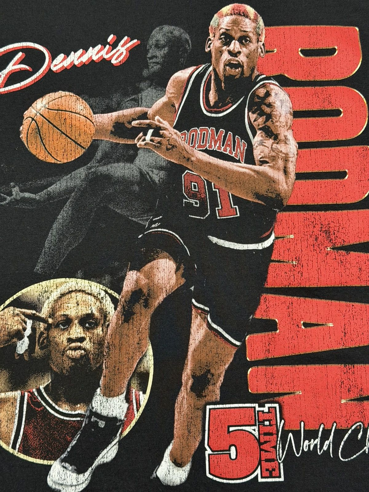 NBA Dennis Rodman Chicago Bulls Rap Tee Vtg Graphic Print Large Size US L / EU 52-54 / 3 - 5 Thumbnail
