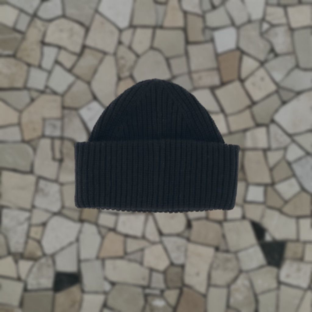 Coach COACH Knit Leather Patch Wool Blend Beanie Black Women's OS Size ONE SIZE - 1 Thumbnail
