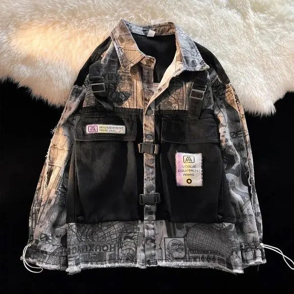 VIBE Functional windbreaker streetwear denim Jacket Coat y2k Size US XXL / EU 58 / 5 - 7 Thumbnail
