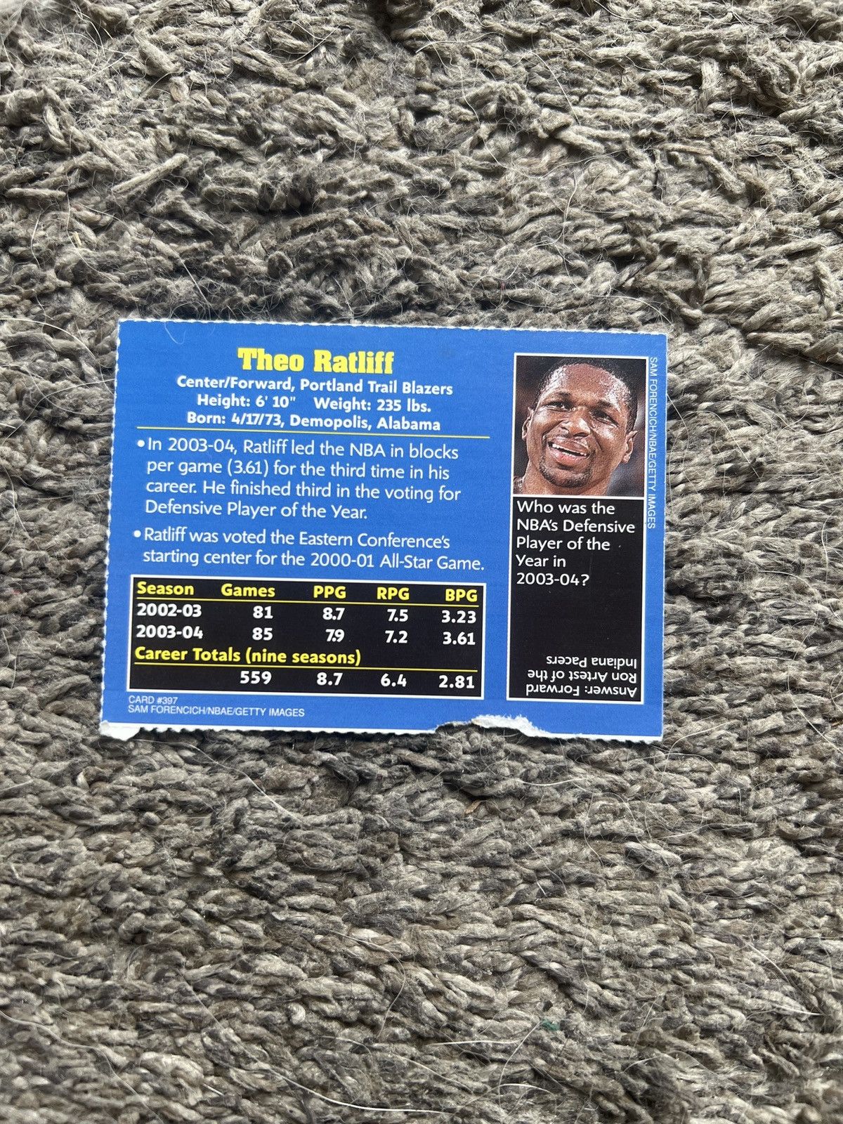 NBA 2004 Sports Illustrated For Kids #397 Theo Ratliff Card Size ONE SIZE - 2 Thumbnail