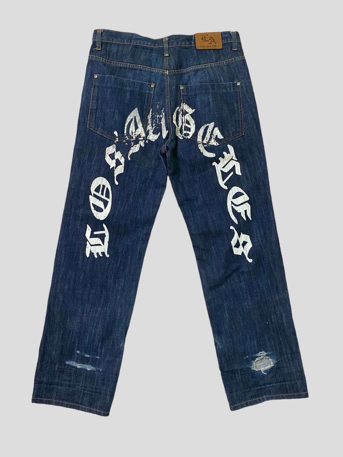 image of Vintage La B-Wear Daicock Design Distressed Denim Jeans in Blue, Men's (Size 34)