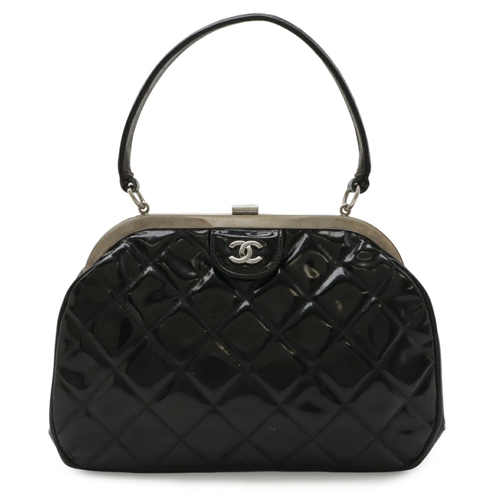 Chanel CHANEL Matelassé Coco Mark Handbag, One Handle, Enamel, Black Size ONE SIZE - 1 Thumbnail