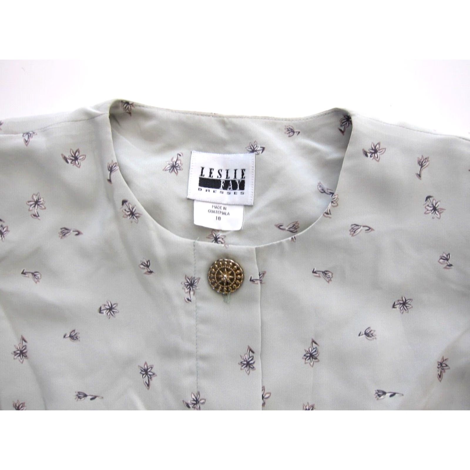 Vintage VINTAGE Leslie Fay Green Floral Short Sleeve Pleated Secretary Dress 10 Size 32" / US 10 / IT 46 - 5 Thumbnail