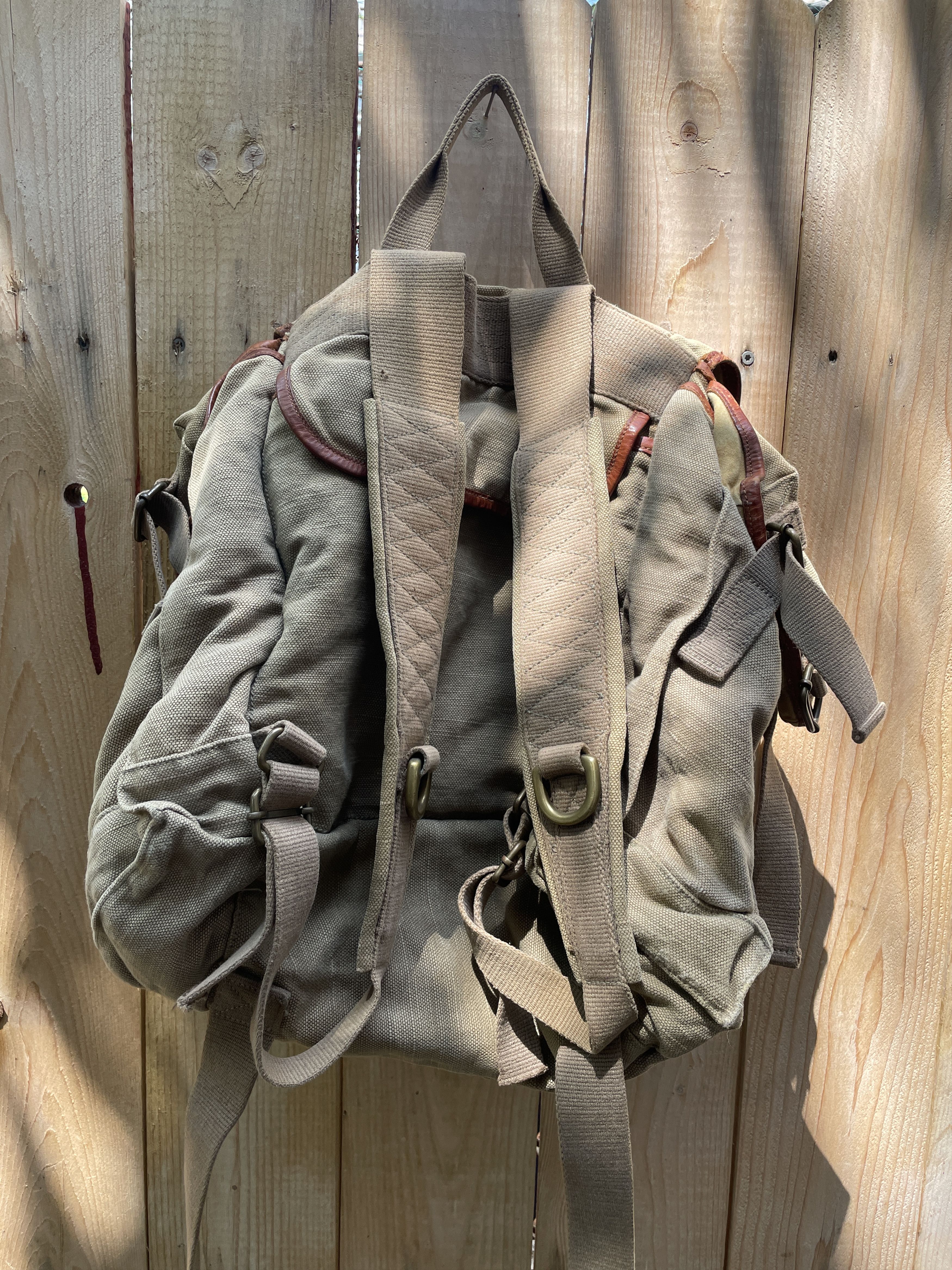 Lucky Brand Military Heavy Canvas and Leather Rucksack Lucky Brand Size ONE SIZE - 1 Thumbnail
