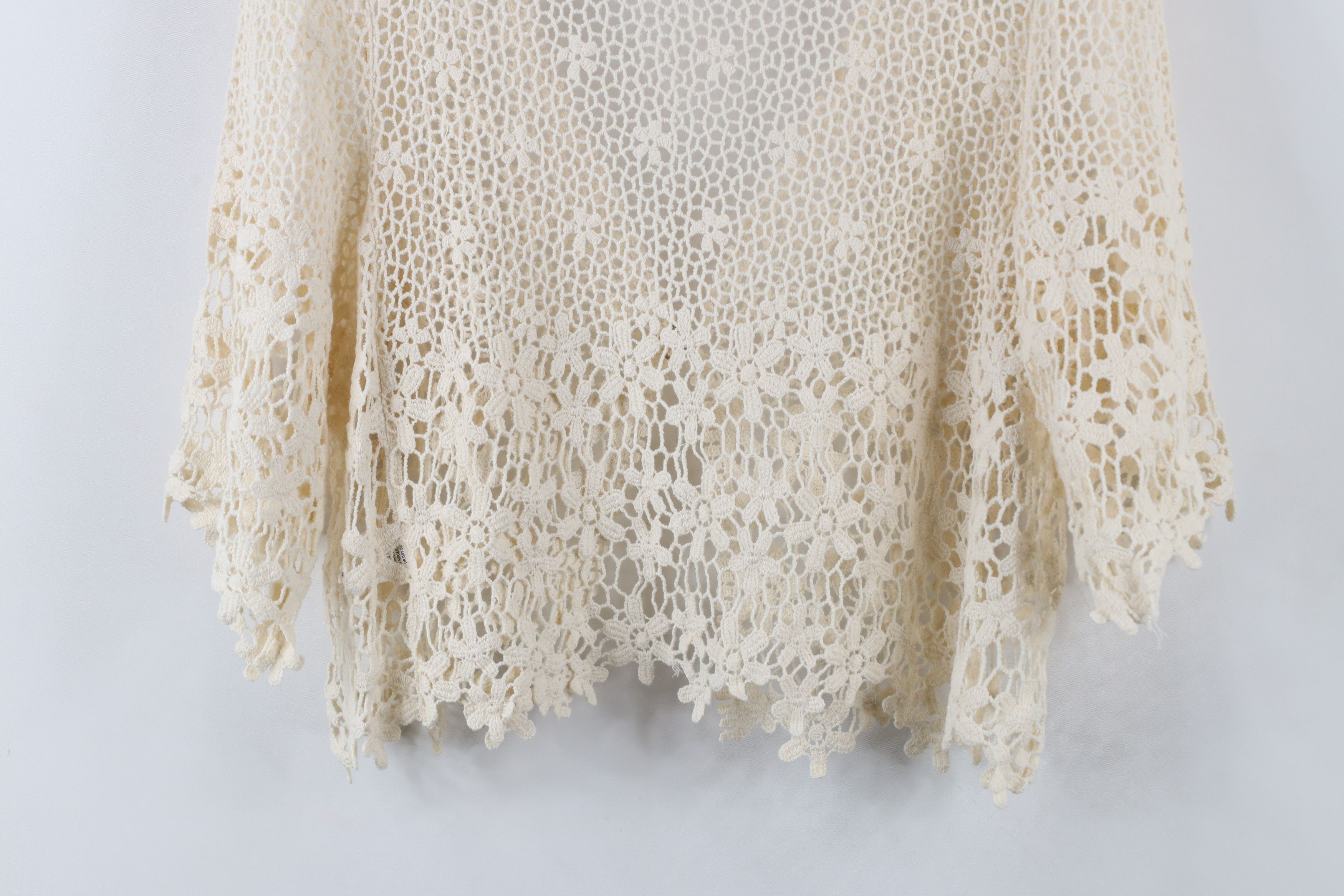 Vintage Vintage 90s Y2K Babydoll Crochet Flower Cardigan Sweater Size M / US 6-8 / IT 42-44 - 10 Thumbnail
