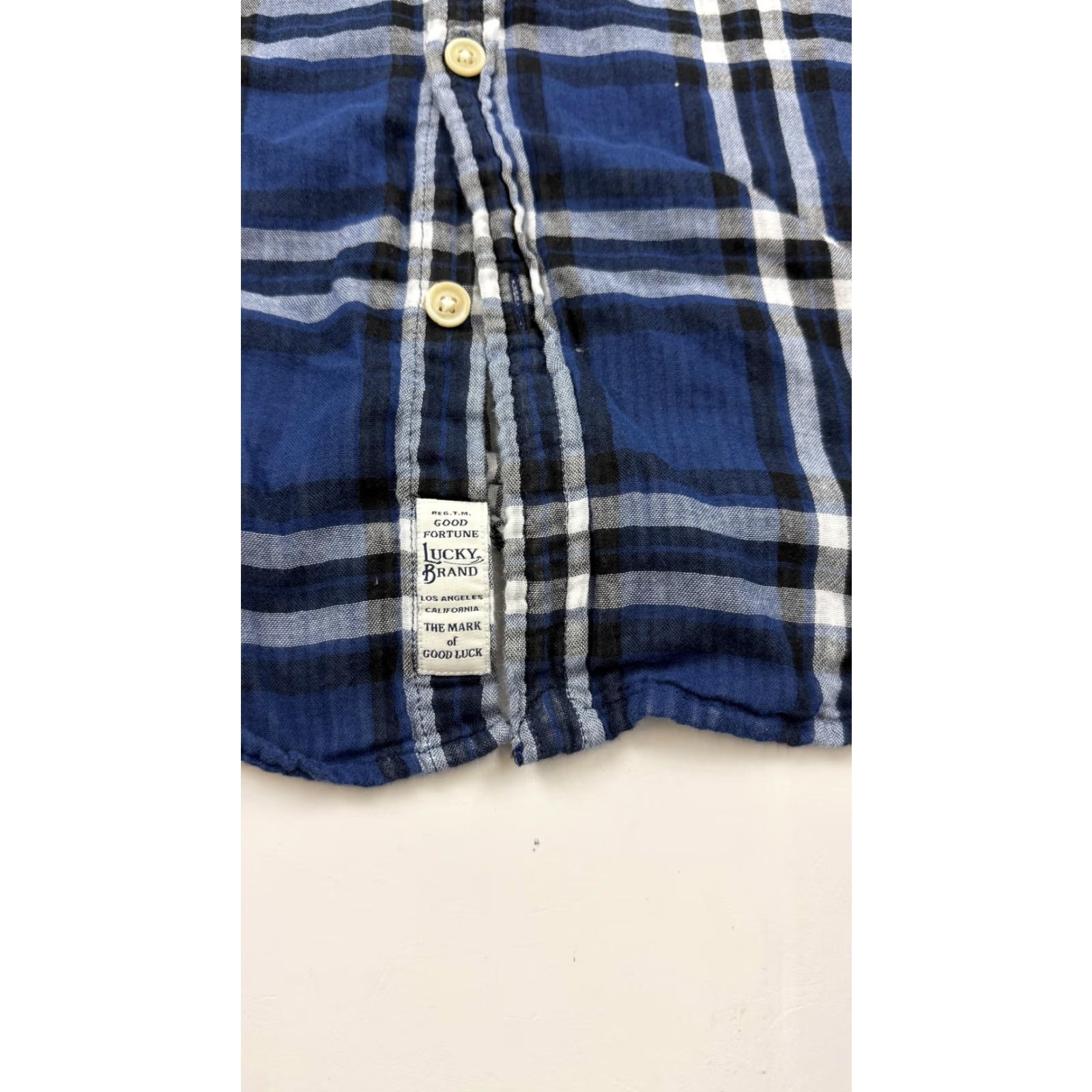 Lucky Brand VINTAGE Lucky Brand Shirt Mens Large Blue Plaid Button-Down Long Sleeve Cotton Casual Size US L / EU 52-54 / 3 - 4 Thumbnail