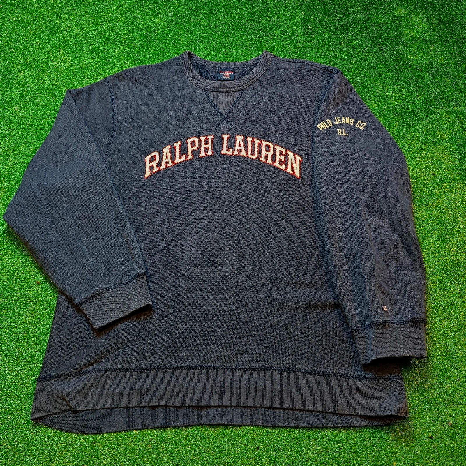 Ralph Lauren Vintage Ralph Lauren Sweater Mens XL Navy blue embroidered Size US XL / EU 56 / 4 - 1 Preview